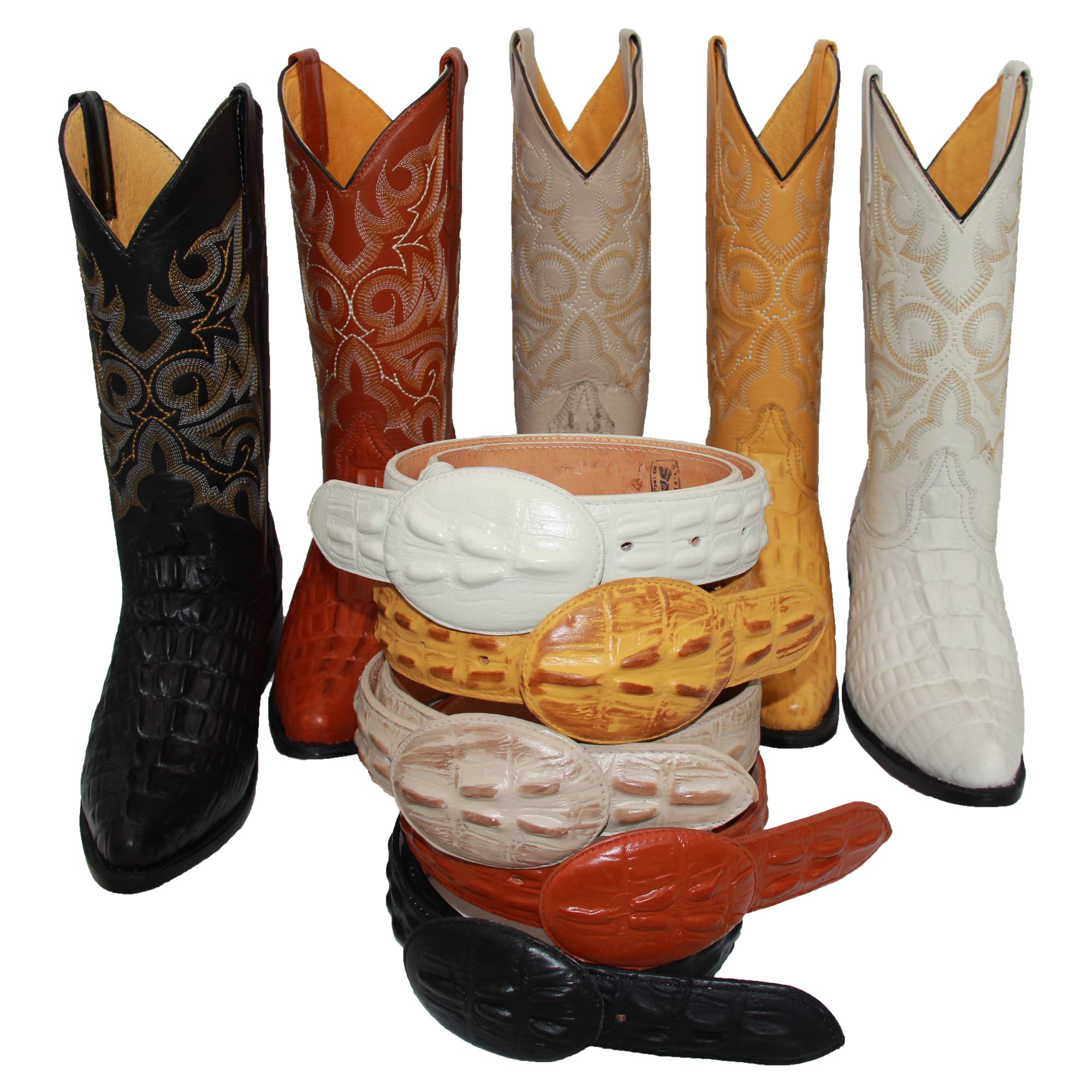 Men's Genuine Leather Cowboy Boots with Alligator & Crocodile Design - Western Style Boots for Men with Free Matching Belt | Perfect for Rodeo, Country Dancing & Western Fashion