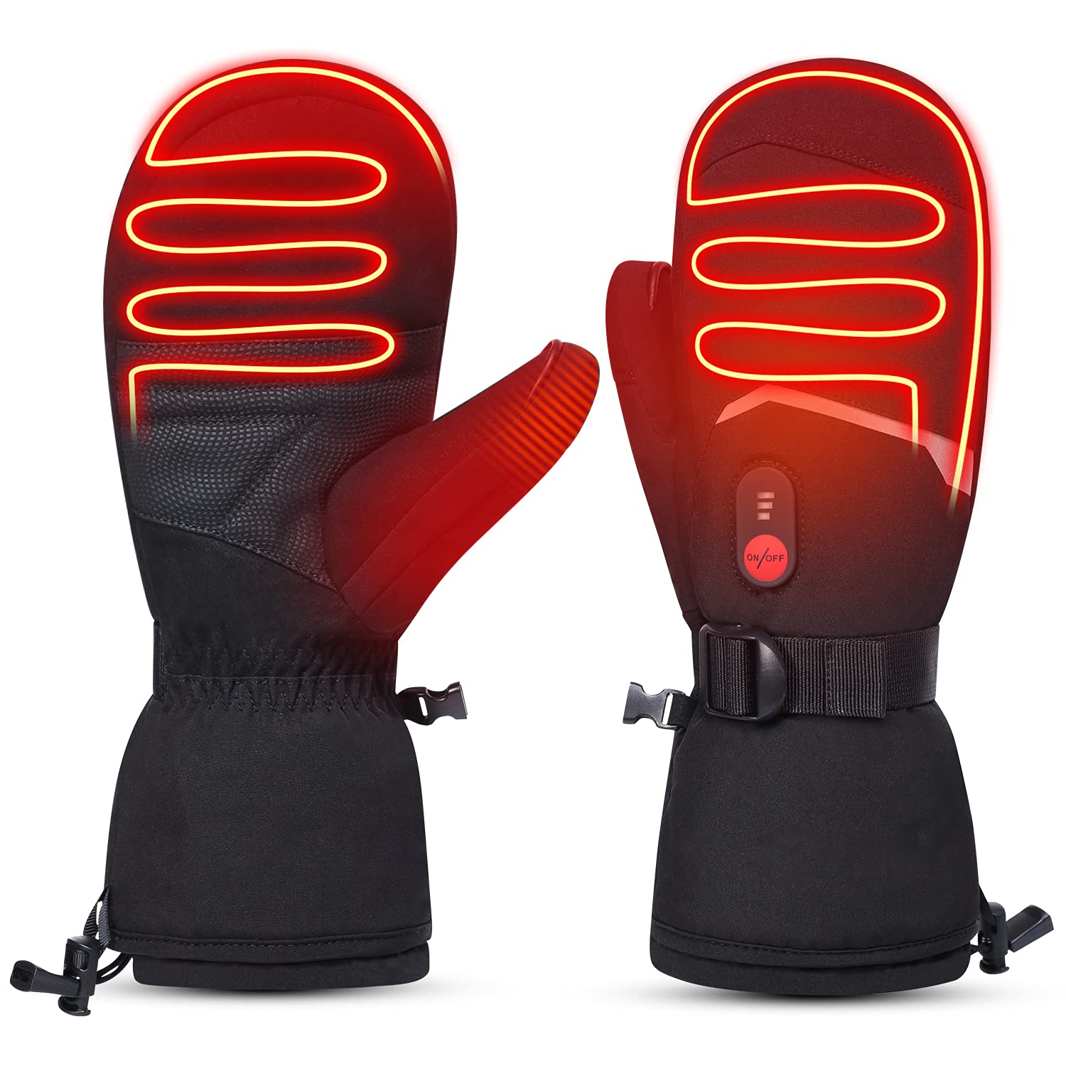 Day Wolf Heated Gloves for Men & Women - 7.4V 2200mAh Rechargeable Battery Winter Gloves for Skiing, Snowboarding, Camping, Hiking & Motorcycle Riding - Warm Electric Mittens for Cold Weather Outdoor Activities