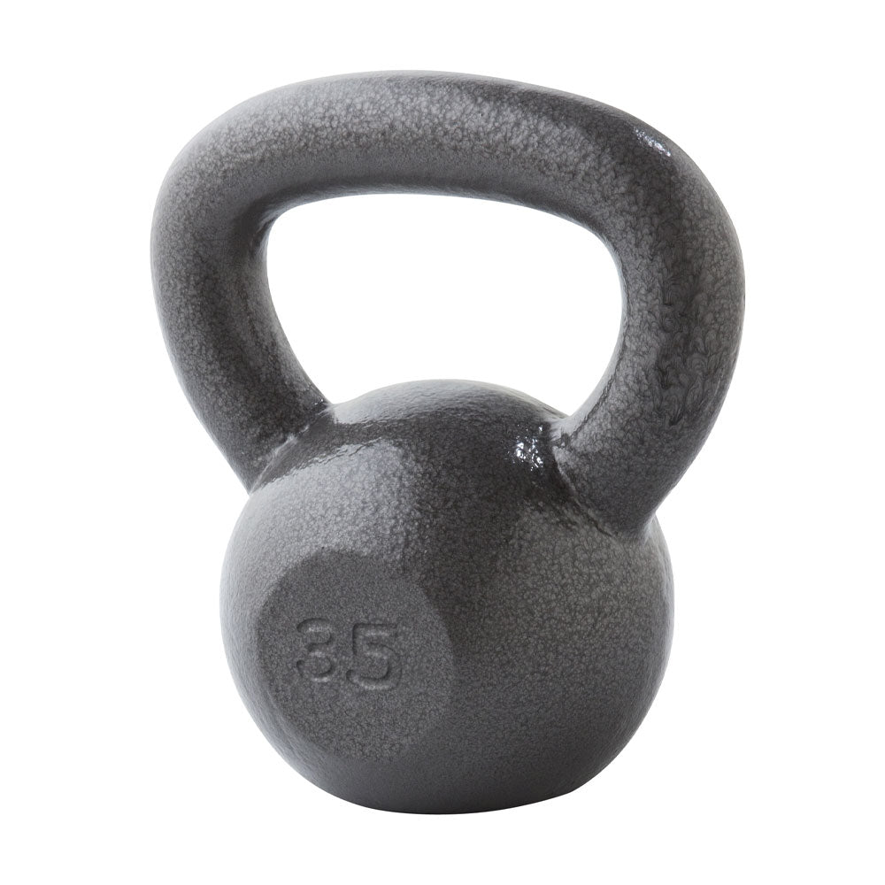 Weider 35lb Cast Iron Kettlebell with Hammertone Finish - Single Dumbbell for Strength Training, CrossFit, and Home Gym Workouts