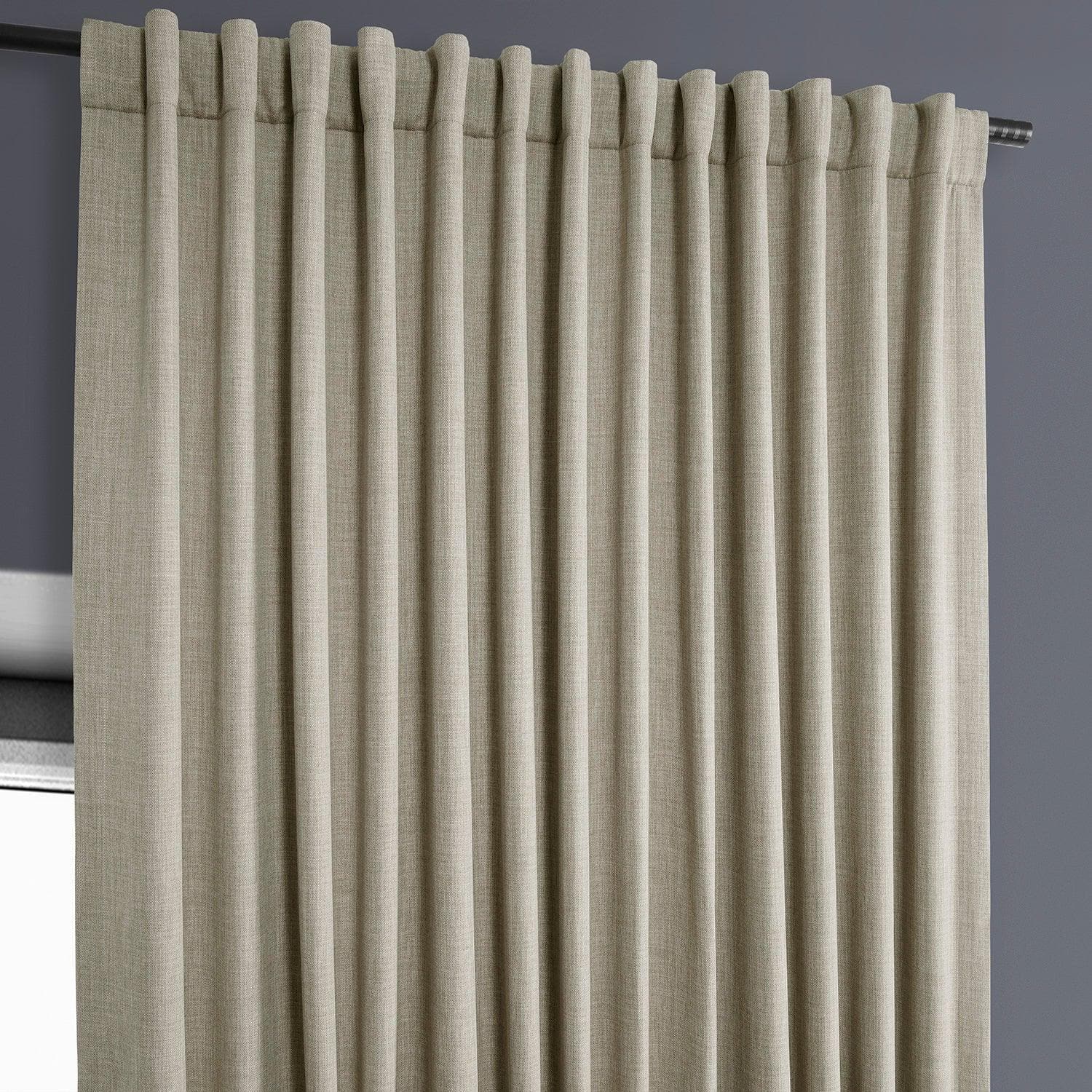 Extra Wide Textured Faux Linen Blackout Curtains for Bedroom - Oatmeal Color Thermal Insulated Window Drapes for Living Room & Nursery (Set of 2 Panels)