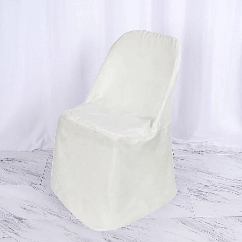 50 Pack Ivory Satin Folding Chair Covers - Elegant Wedding, Party & Reception Decor - Washable Banquet Chair Slipcovers for Dining Ceremonies, Bridal Showers & Special Events