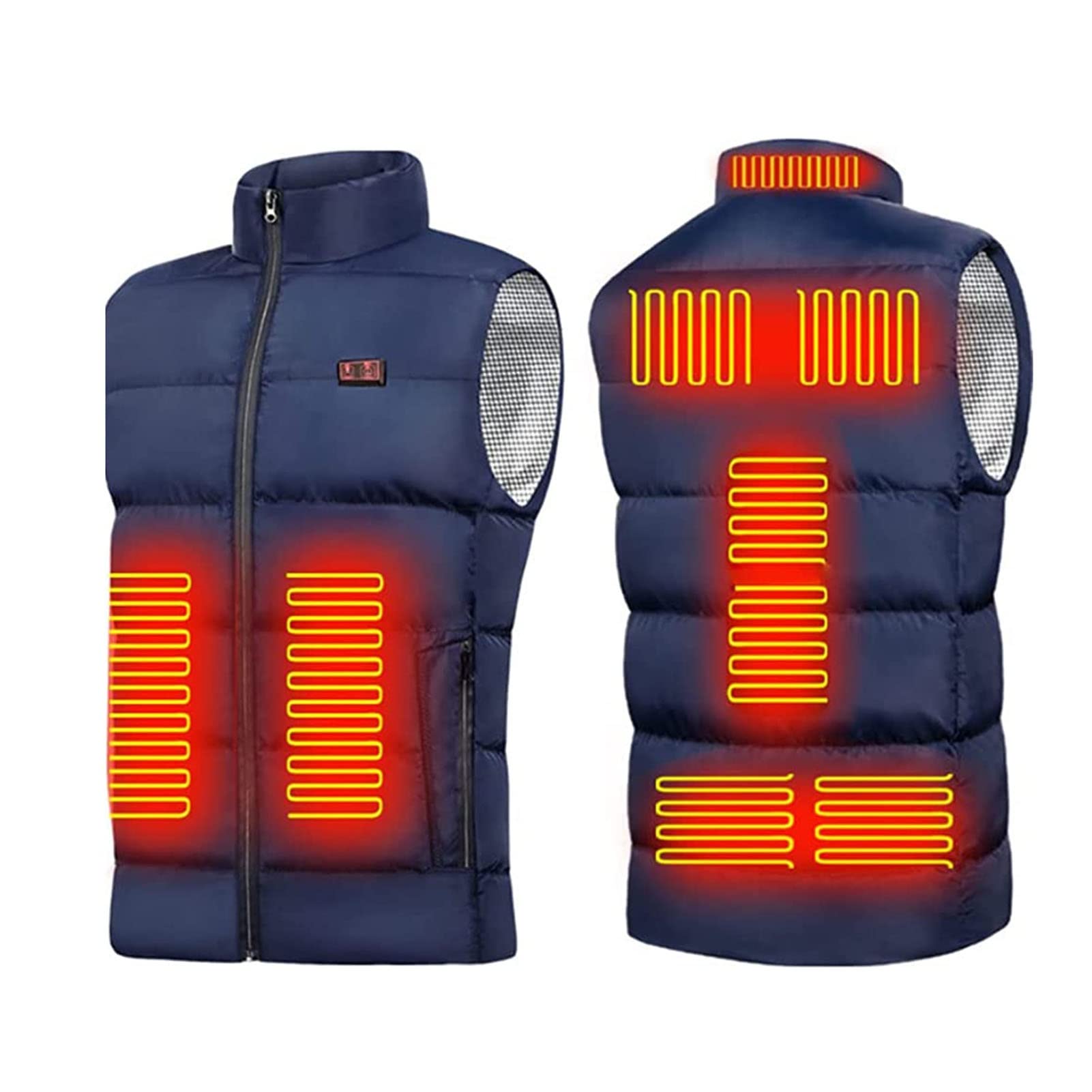 AIIOW Men's USB Electric Heated Vest with 9 Heating Zones & Dual Temperature Control - Lightweight Winter Heated Jacket for Outdoor Activities, Fishing, Skiing, Hiking & Camping
