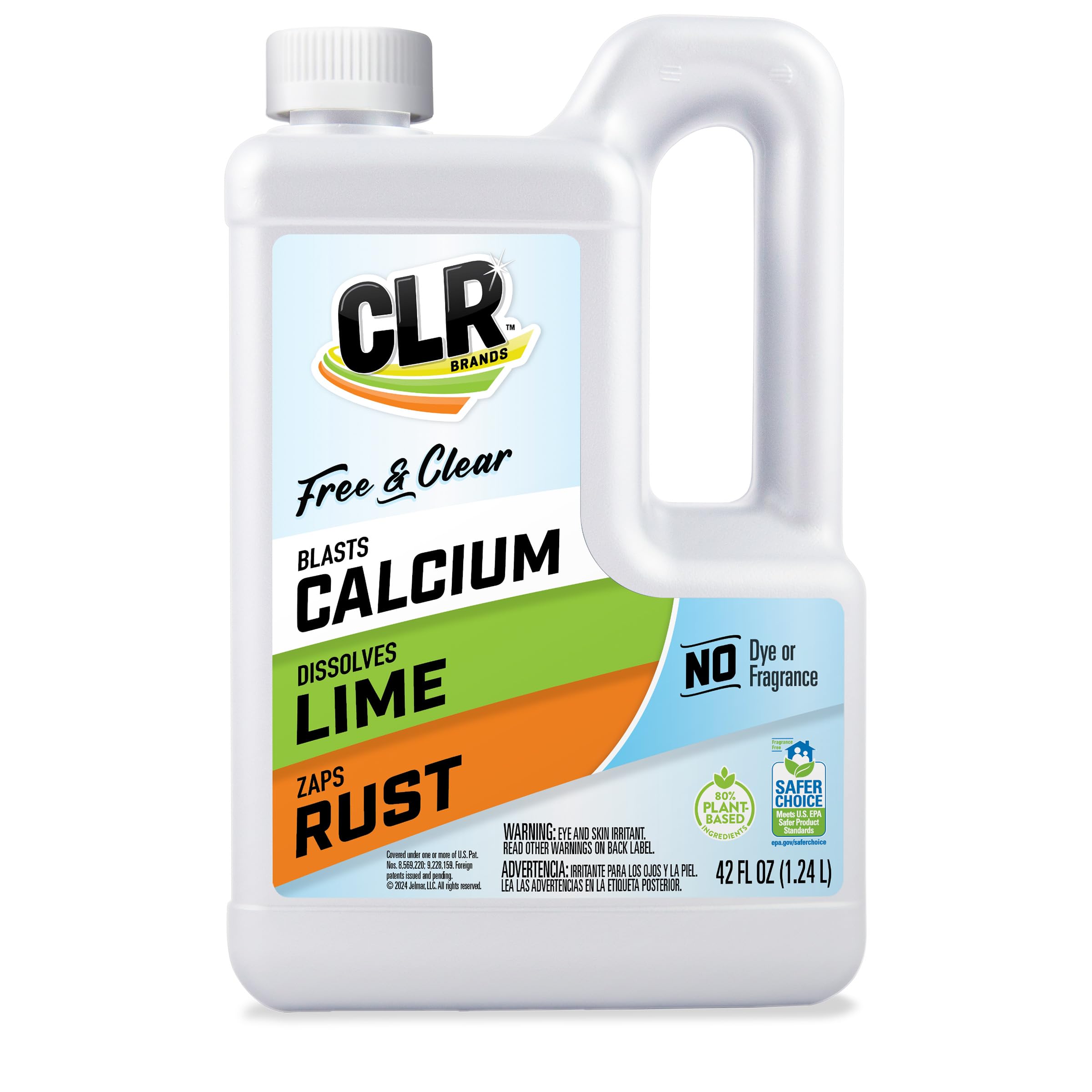 CLR Brands Calcium Lime Rust Remover - No Dyes or Fragrances, Bathroom Descaler for Hard Water Stains & Rust Deposits, 42oz (1 Pack) - Perfect for Showers, Sinks, Toilets & Kitchen Appliances