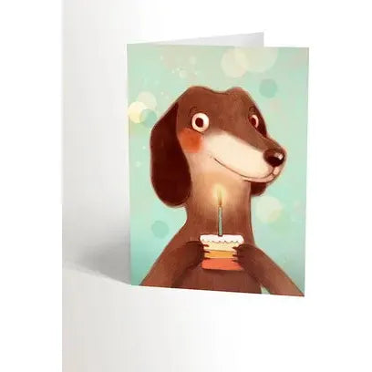 Happy Birthday Dachshund Dog with Cake Greeting Card - Perfect for Dog Lovers, Birthday Wishes & Special Occasions