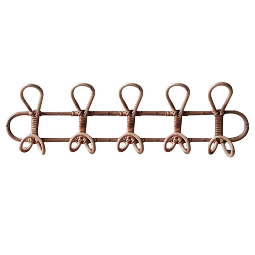 Vintage Rattan Wall Hooks - Large Rattan Clothes Hanger for Kids Garments, Hat Organizer Rack - Boho Room Decor for Bedroom, Nursery & Closet Organization
