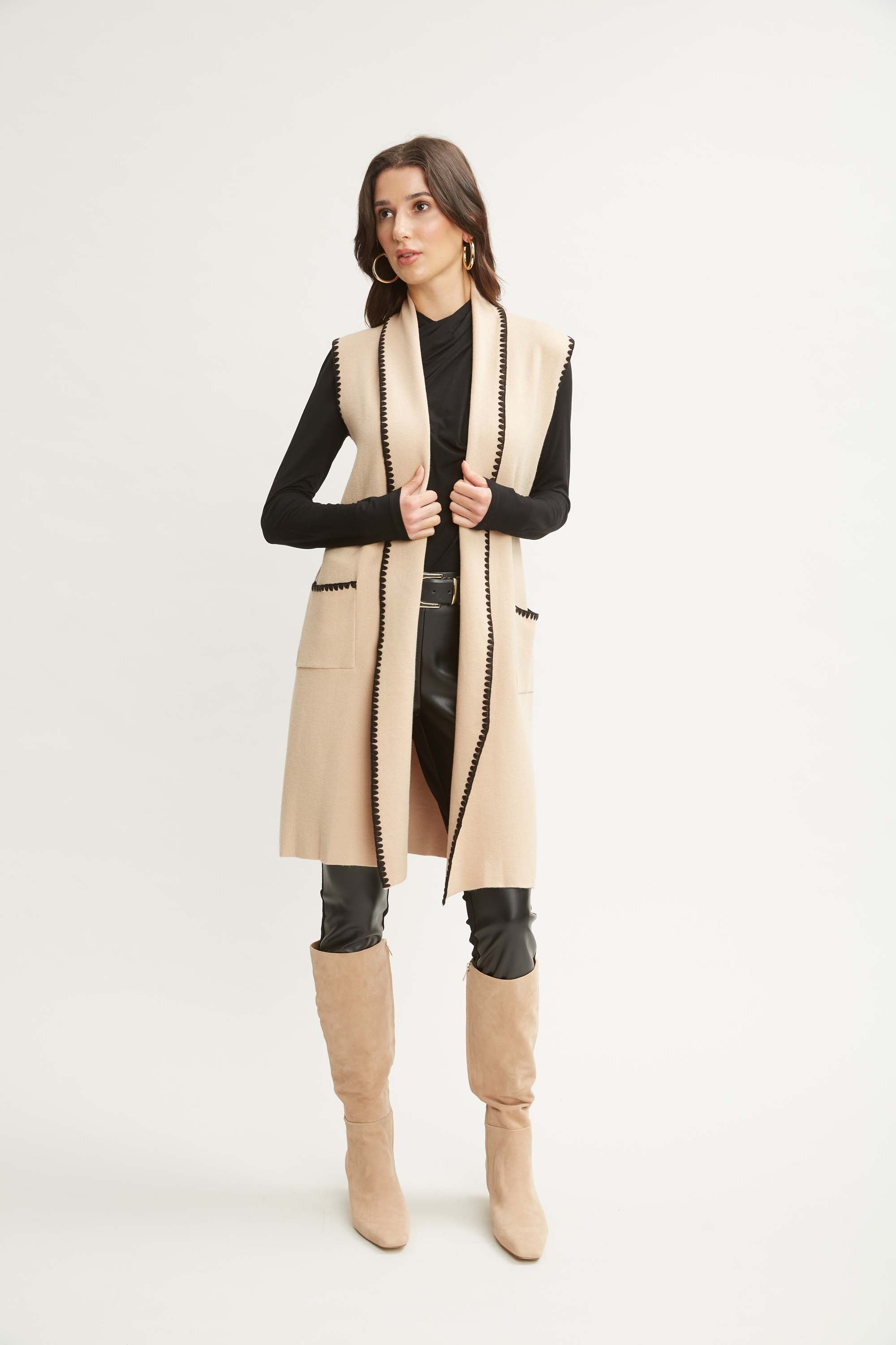 Tahari Women's Stitched Knit Sweater Vest - Lightweight Layering Piece for Office, Fall & Winter Fashion