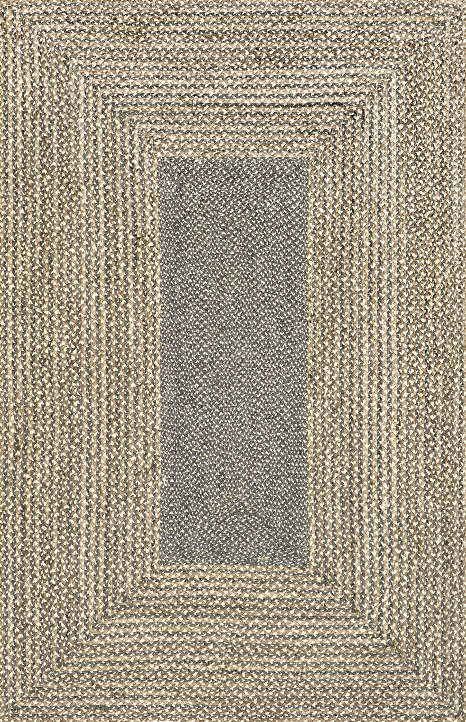 Handwoven Grey Braided Jute Rug - Natural Fiber Floor Mat for Living Room, Bedroom & Boho Home Decor