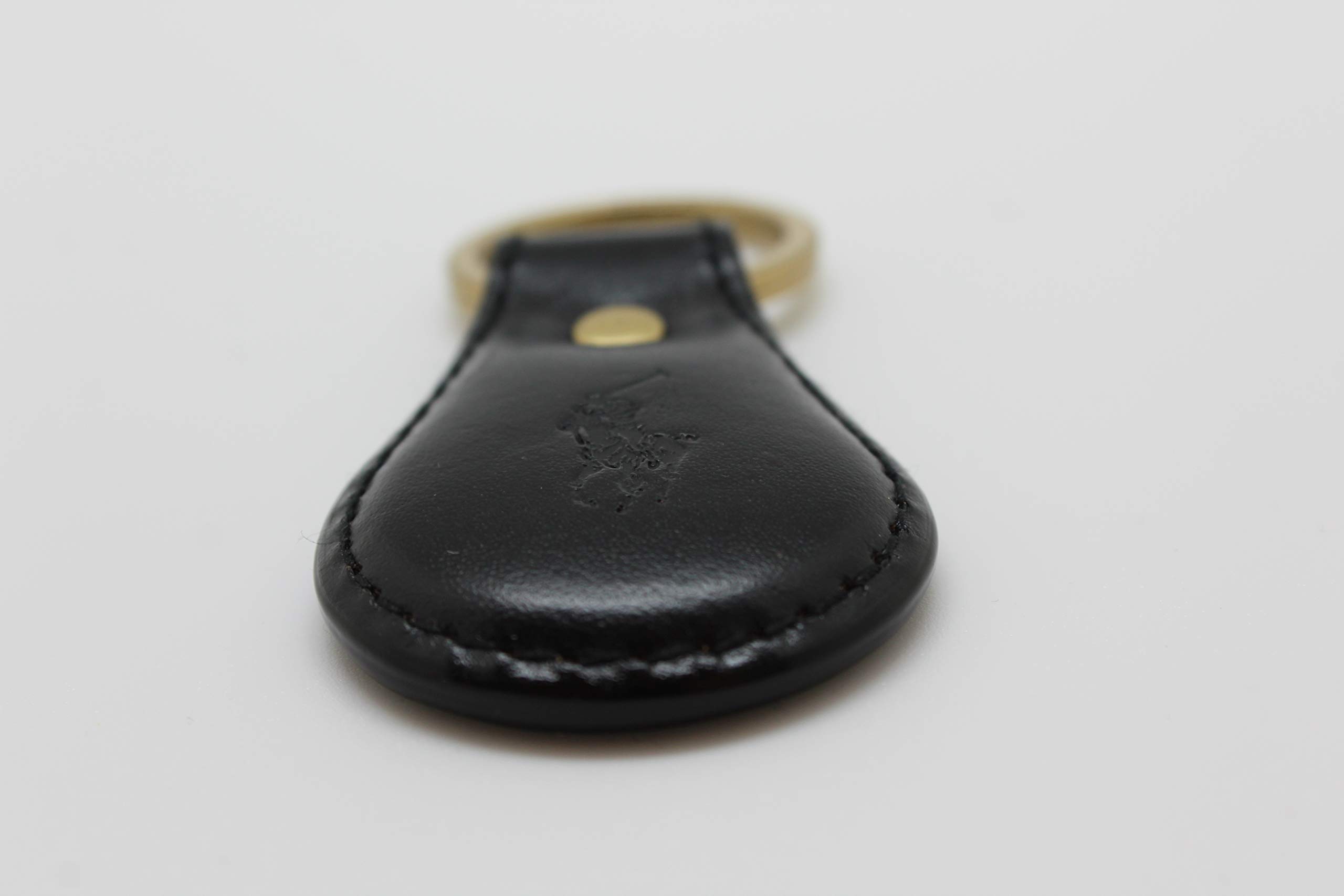 Ralph Lauren Black Embossed Leather Polo Keychain Key Ring - Premium Designer Key Fob for Men & Women - Perfect for Car Keys, House Keys & Gift Giving