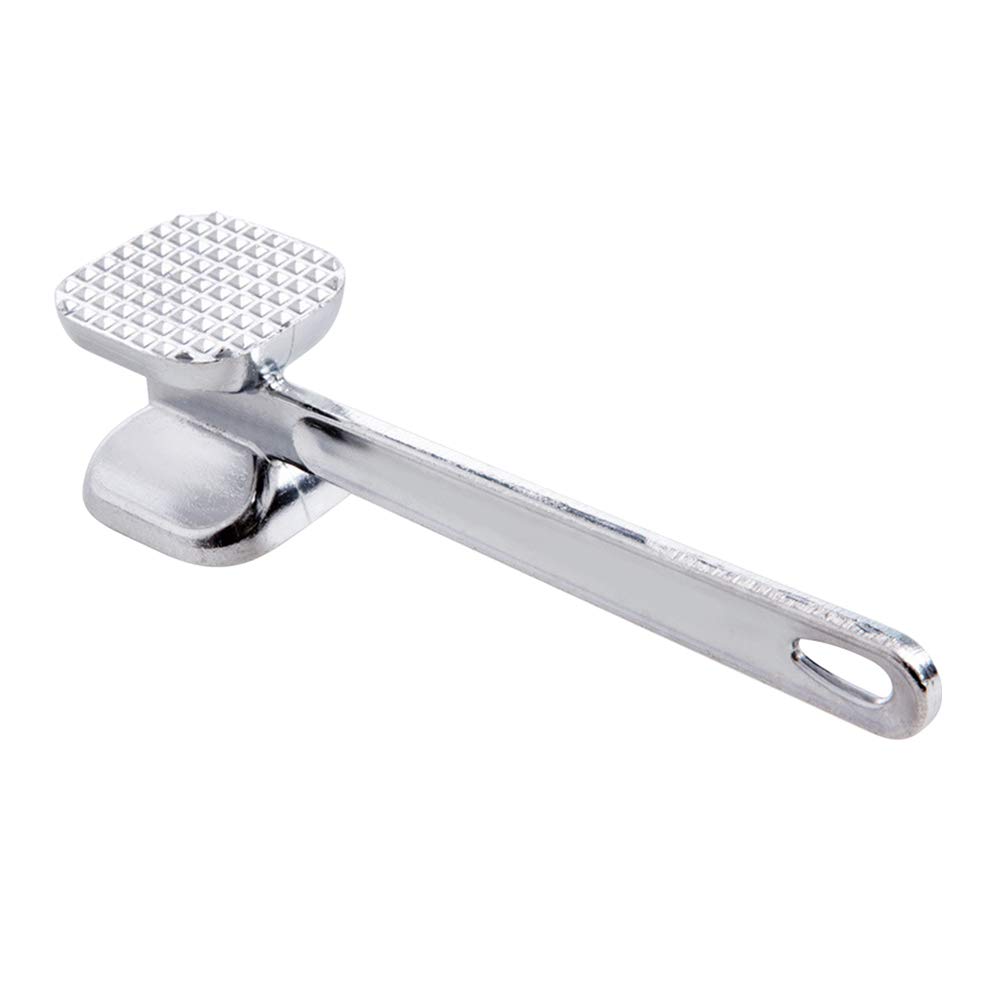 Premium Stainless Steel Meat Tenderizer - Heavy Duty Double-Sided Meat Hammer for Steak, Beef & Chicken - Durable Kitchen Tool for Grilling, BBQ & Cooking (Silver)
