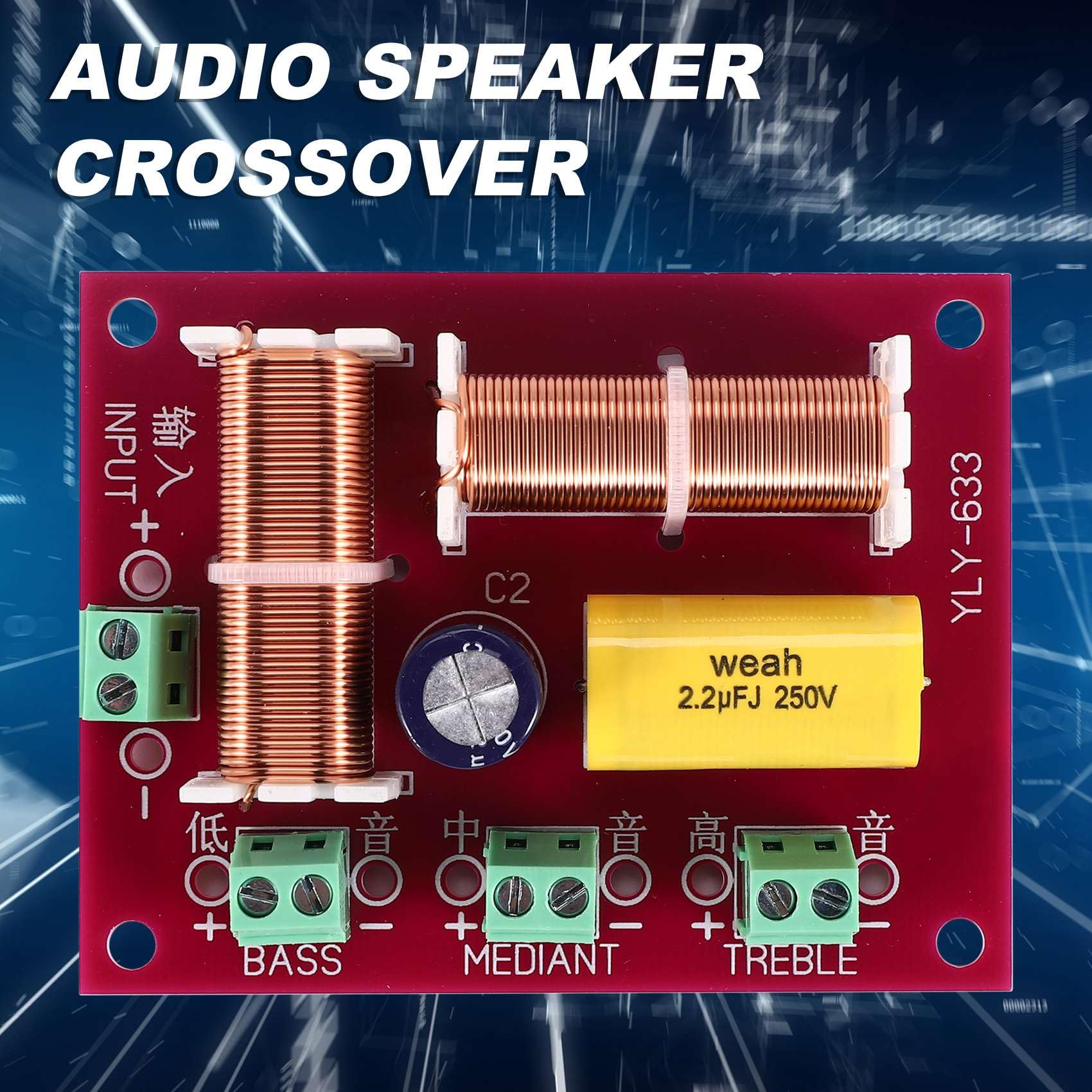 2Pcs 200W 3-Way Audio Speaker Crossover - High/Mid/Low Frequency Divider for Home Theater & Car Audio Systems - Treble, Midrange & Bass Speaker Filter for Professional Sound Quality