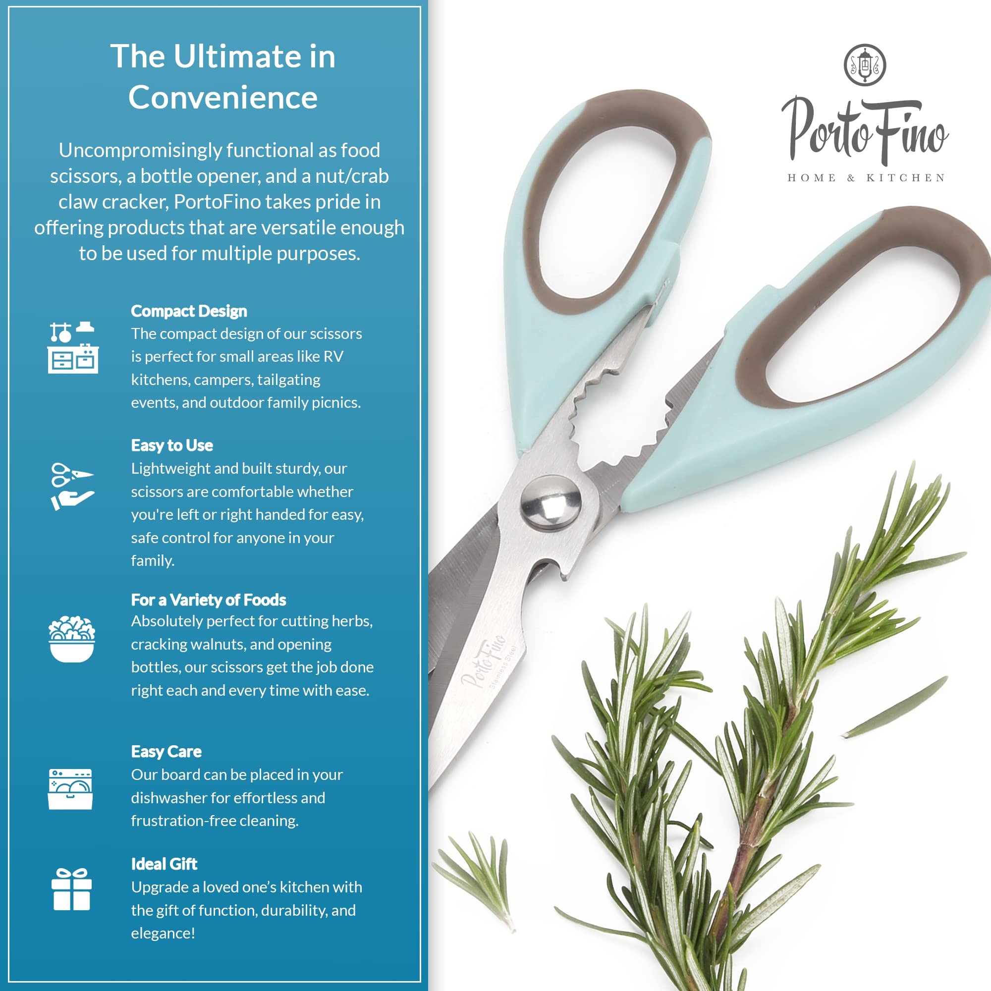 Premium Stainless Steel Kitchen Scissors - Heavy Duty Food Shears for Cutting Meat, Chicken, Fish, Vegetables & Herbs - Multipurpose Cooking Scissors - Perfect for Meal Prep, Butchering & Culinary Tasks
