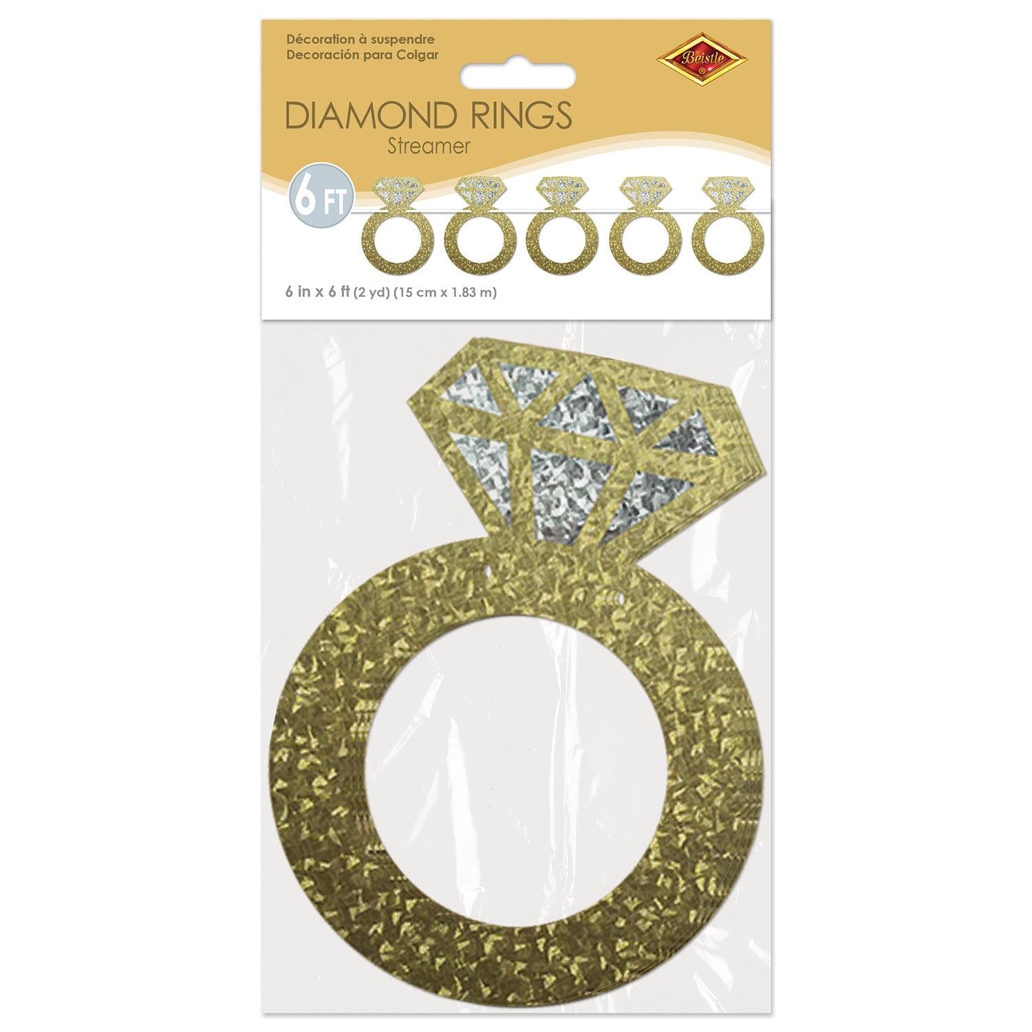 12 Pack Beistle Diamond Rings - Premium Wedding Party Decorations & Streamers for Bridal Showers, Bachelorette Parties & Celebrations