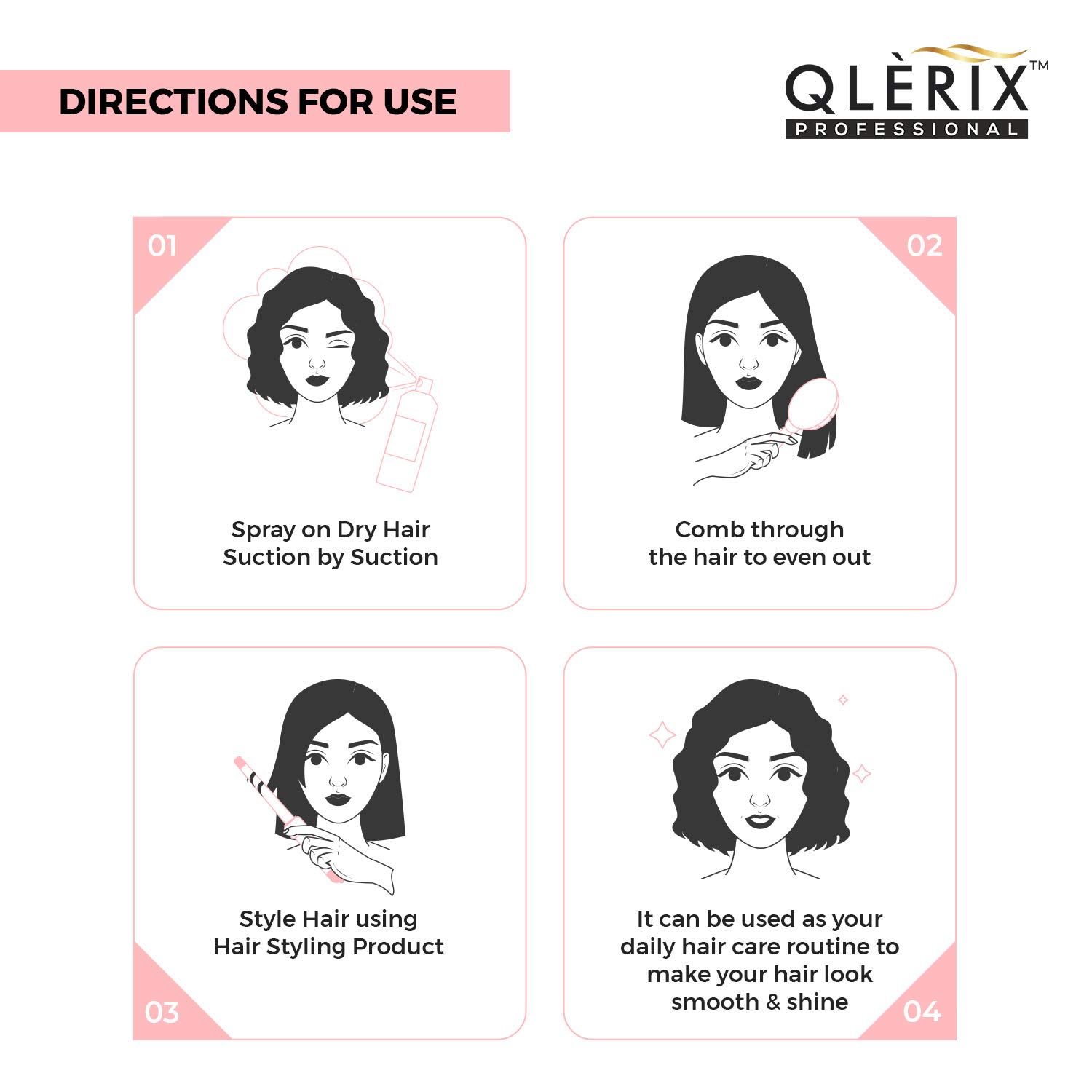 QLERIX Professional Heat Protectant Hair Spray with Keratin, Vitamin B & Argan Oil - Straightening & Smoothing Spray for Strong, Shiny Hair - Paraben & Sulfate Free - Perfect for Blowouts, Flat Ironing & Heat Styling