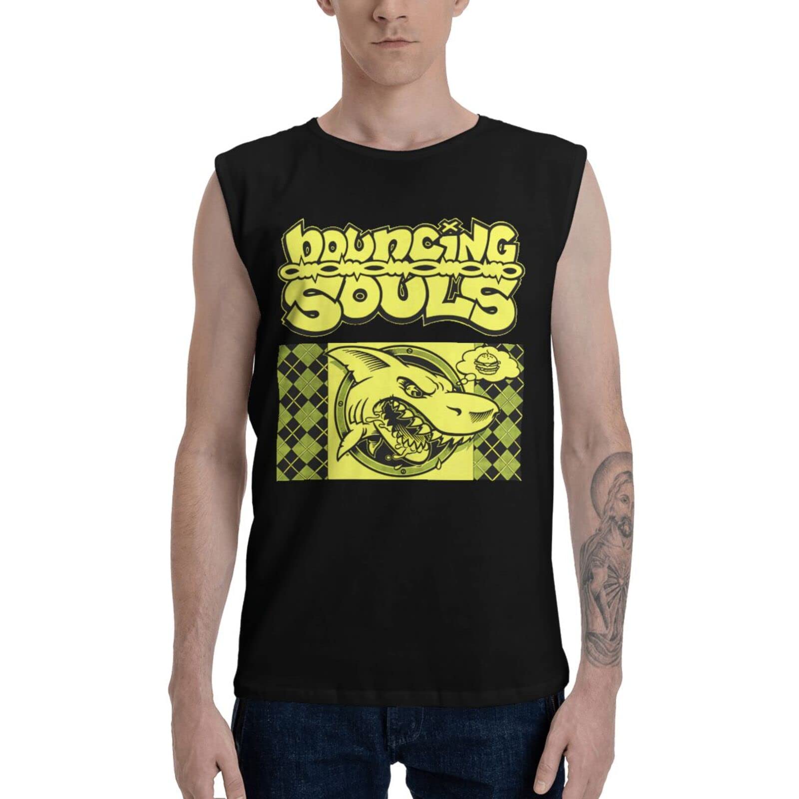 Beahala The Bouncing Souls Sleeveless Workout Tank Top for Men - Breathable Summer Exercise Shirt, Round Neck Gym Tee for Running, Fitness & Casual Wear