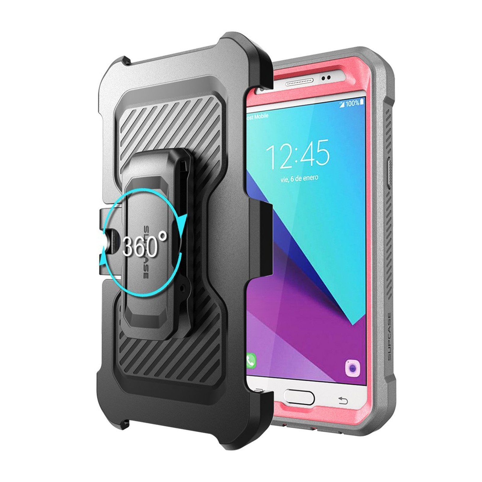 Samsung Galaxy J3 Emerge Unicorn Beetle Pro Full-Body Rugged Holster Case - Heavy Duty Protection, Shockproof & Dustproof - Pink - Perfect for Outdoor, Work & Travel
