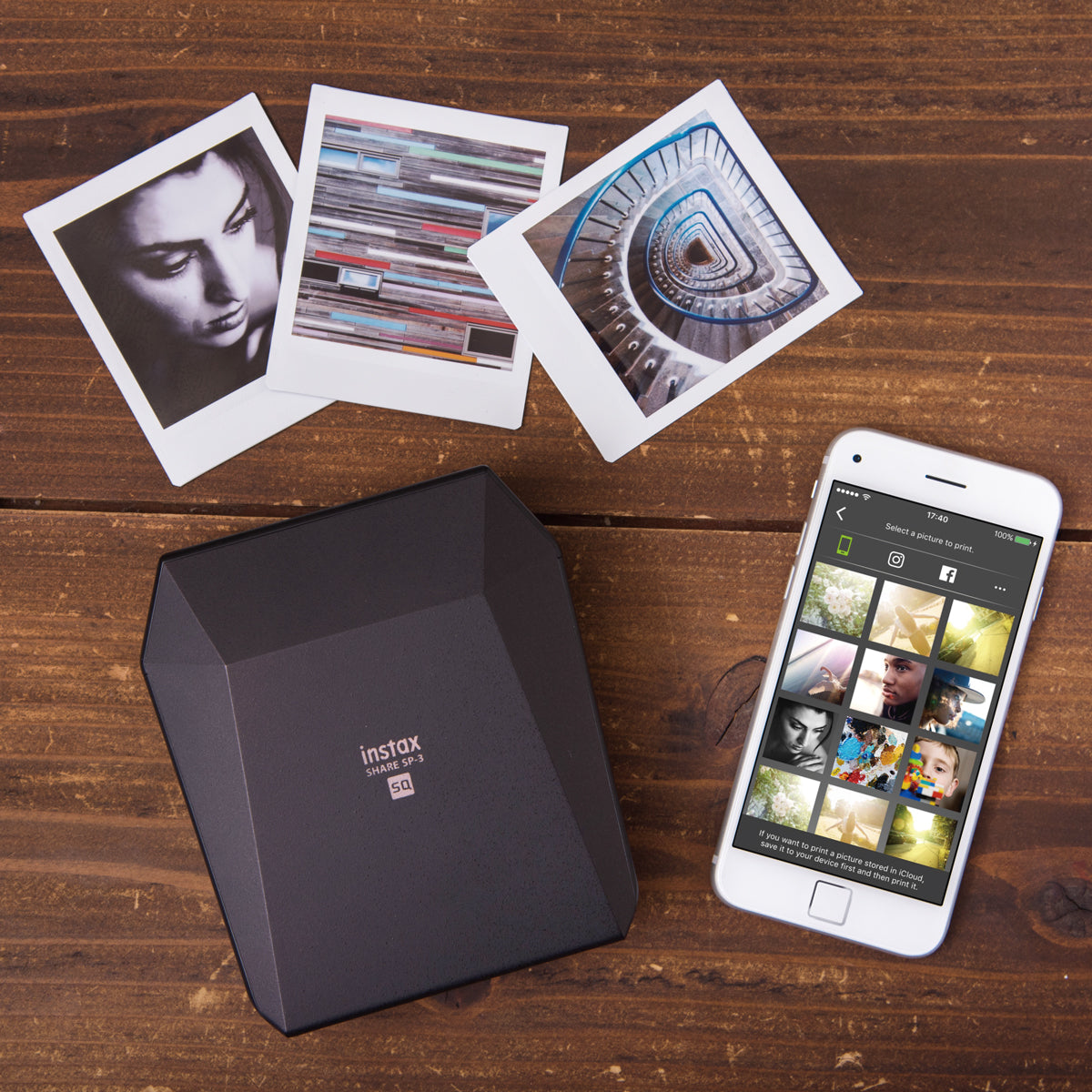 Fujifilm INSTAX Share SP-3 Smartphone Printer - Print Photos Instantly from Phone, Wireless Bluetooth, Compact & Portable (Black) - Perfect for Travel, Parties & Scrapbooking