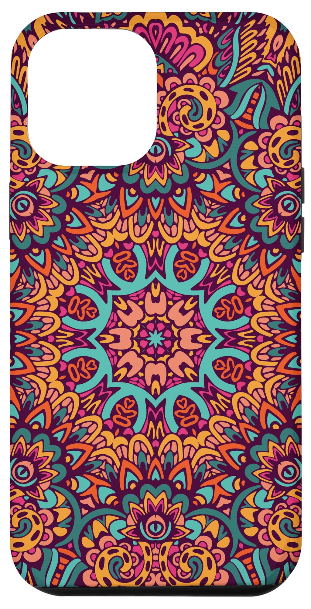 iPhone 12 Pro Max Case - Bohemian Mandala Flower Design, Hippie Psychedelic Ethnic Style Protective Cover for Women & Men - Perfect for Music Festivals, Travel & Boho Lifestyle