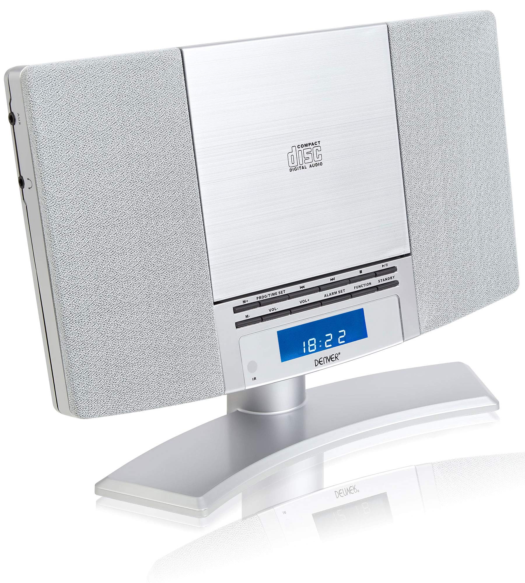 Portable CD Player with Built-in Speakers & FM Radio - Vertical Design, Remote Control, Wall Mount or Desktop Stand - Perfect for Bedroom, Office, and Home Entertainment - MC-5220