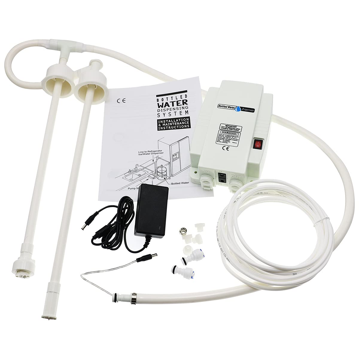 25W Electric Bottled Water Pump System - 2.5L Flow Rate, Double-Tube Design for 5 Gallon Bottles | Perfect for Coffee Makers, Refrigerators, Ice Makers & Faucets | Home, Office & RV Water Dispensing Solution