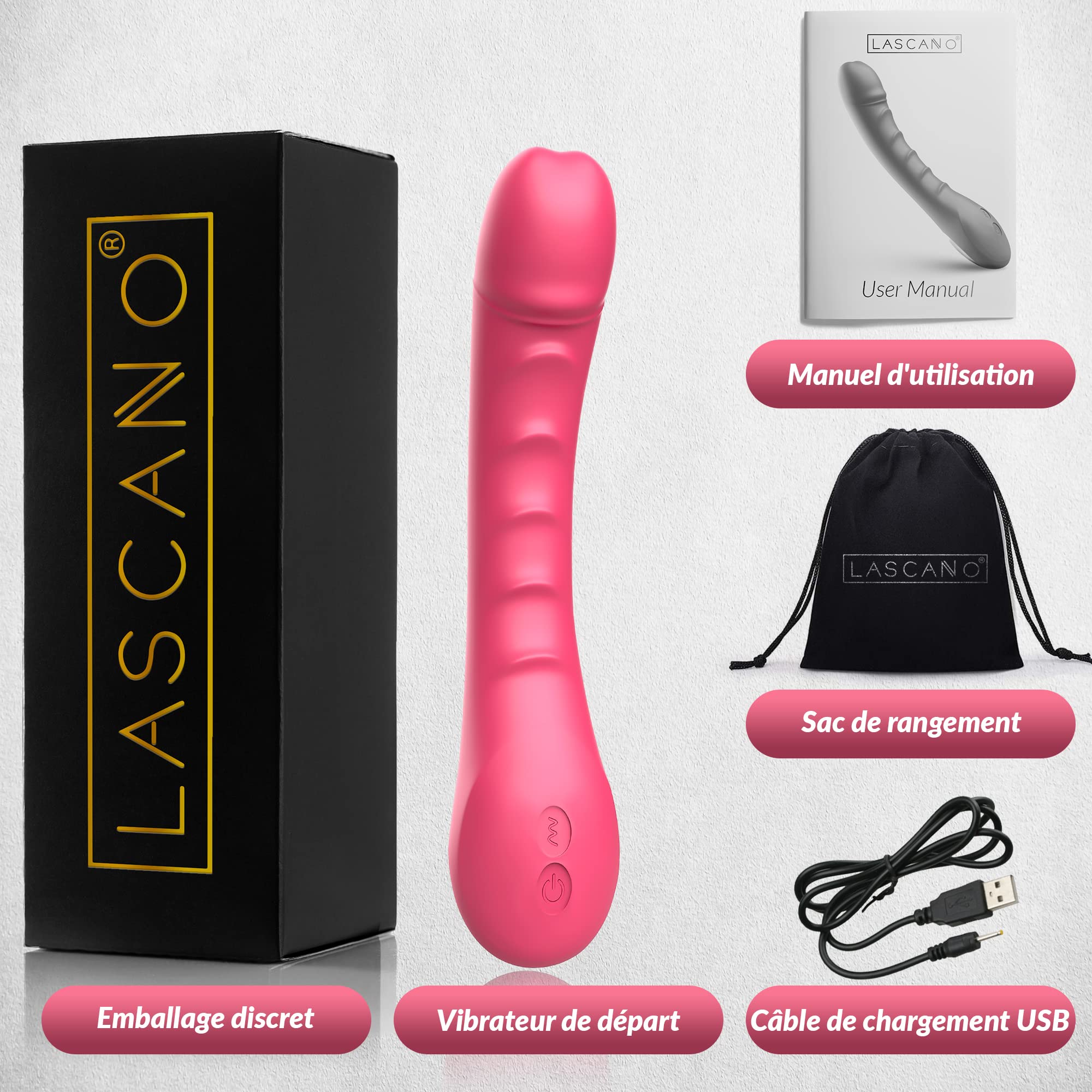 Lascano G-Spot Vibrator | Realistic Dildo with 12 Vibration Modes | Silent Clitoral Stimulator | Women's Sex Toy for Couples | Perfect for Solo Play, Couples Intimacy & Sensual Massage