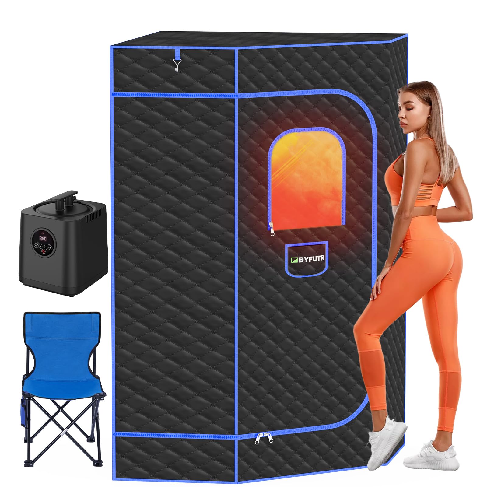 Portable Home Sauna Tent - 3L 1200W Personal Steam Sauna Box for Relaxation, Detox & Weight Loss | Perfect for Home Gym, Yoga, Pilates & Post-Workout Recovery (Black)