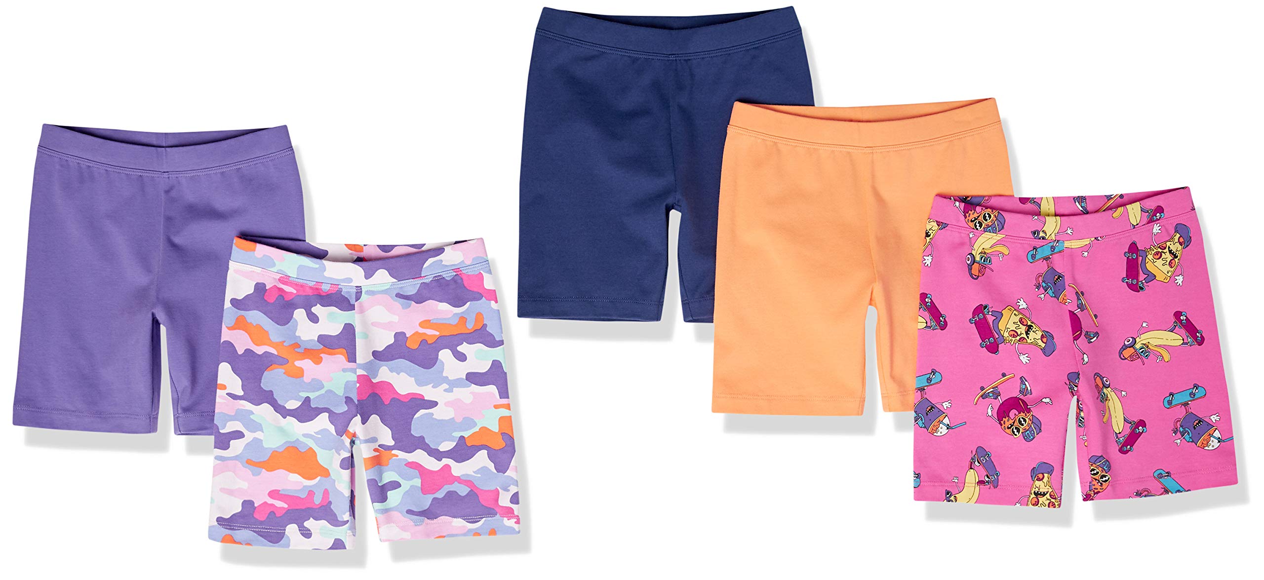 Amazon Essentials Girls and Toddlers' Bike Shorts - Soft Stretch Active Shorts Multipack for Play, Sports & Everyday Wear