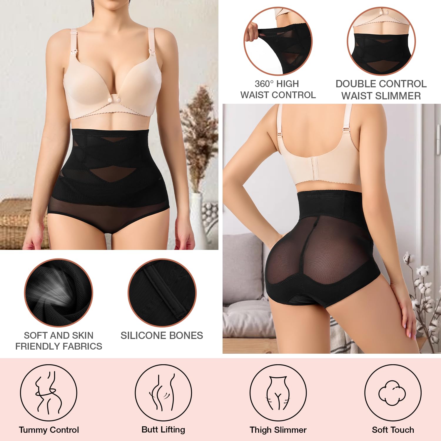 RiRywony High Waisted Tummy Control Shapewear for Women - Body Shaper Underwear Girdle Panty - Perfect for Daily Wear, Workout & Special Occasions