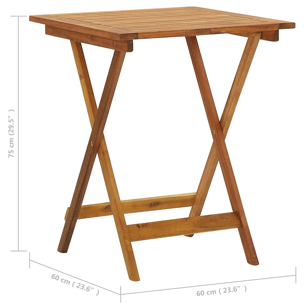 Foldable Acacia Wood Outdoor Table - 23.6