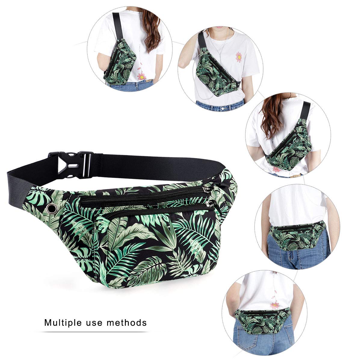 KAMO Water Resistant Fanny Pack - Durable Polyester Waist Bag & Sling Backpack for Men Women - Perfect for Hiking, Travel, Running & Outdoor Activities