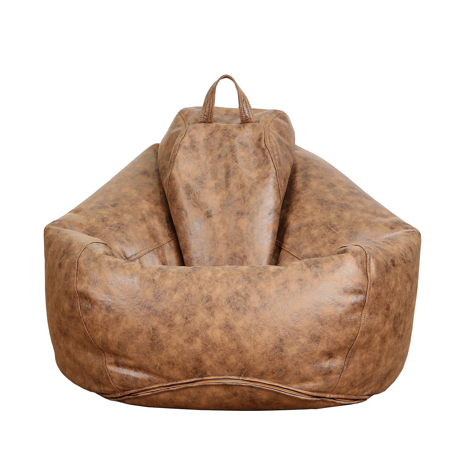 HUMMSE Bean Bag Chair Cover with Inner Liner - No Filler Included - Plush Toy Storage XXXL (47x39 Inches) - Ultra Soft Faux Leather - Washable & Water Resistant - Adult Size Zippered Recliner (Brown, Large) - Perfect for Living Rooms, Dorms & Game Rooms