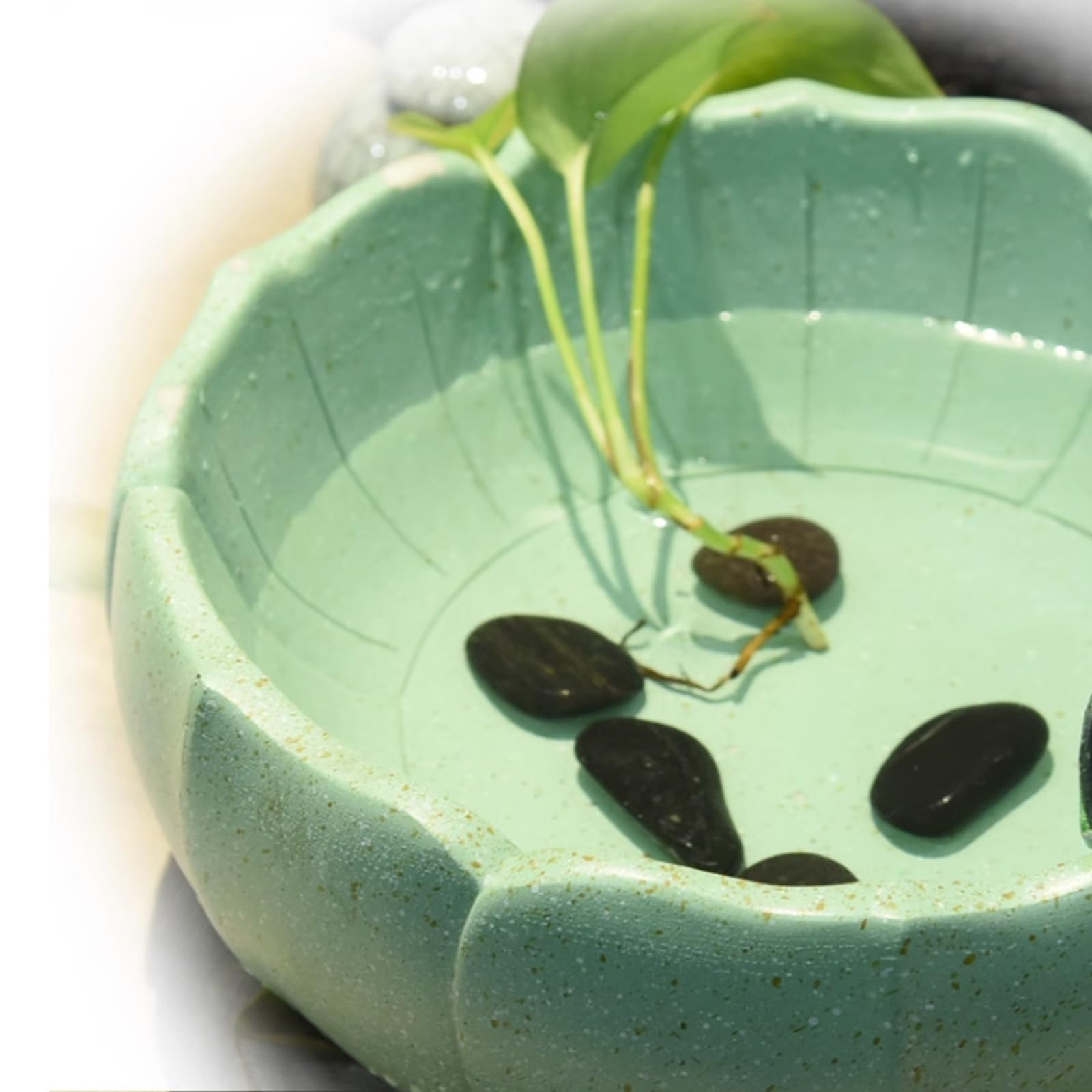 Zen Tabletop Fountain with Lotus & Rockery Design - Large Circular Indoor Water Feature for Living Room, Office, or Meditation Space - Soothing Flowing Water Decor for Relaxation & Stress Relief