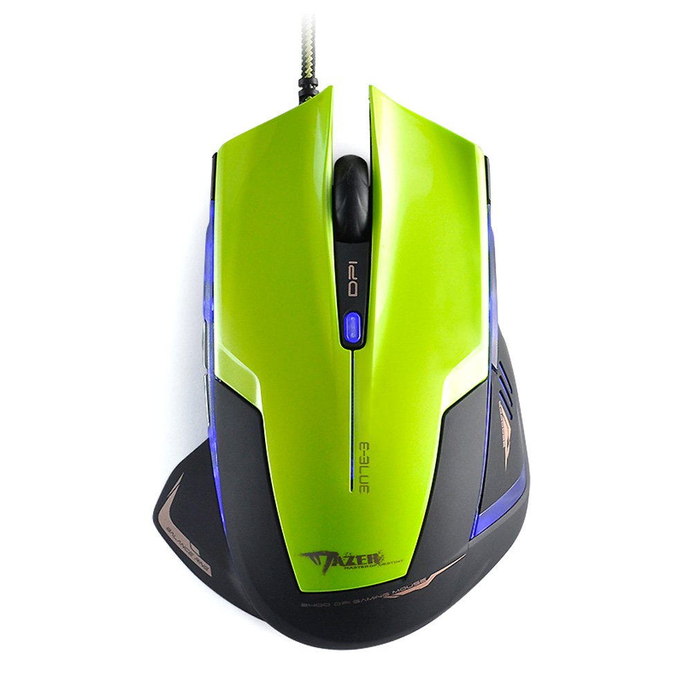 Mazer Type-R Green Gaming Mouse for PC - High Precision Wired Optical Mouse for Gaming, Work & Office Use