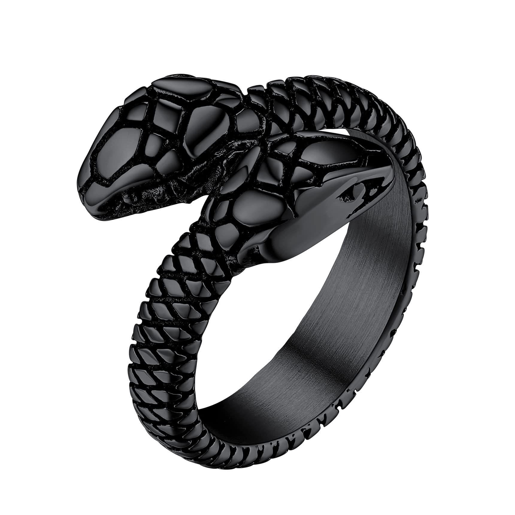 Gothic Snake Rings for Men & Women - Stainless Steel Gold Black - Biker Jewelry for Costumes & Parties