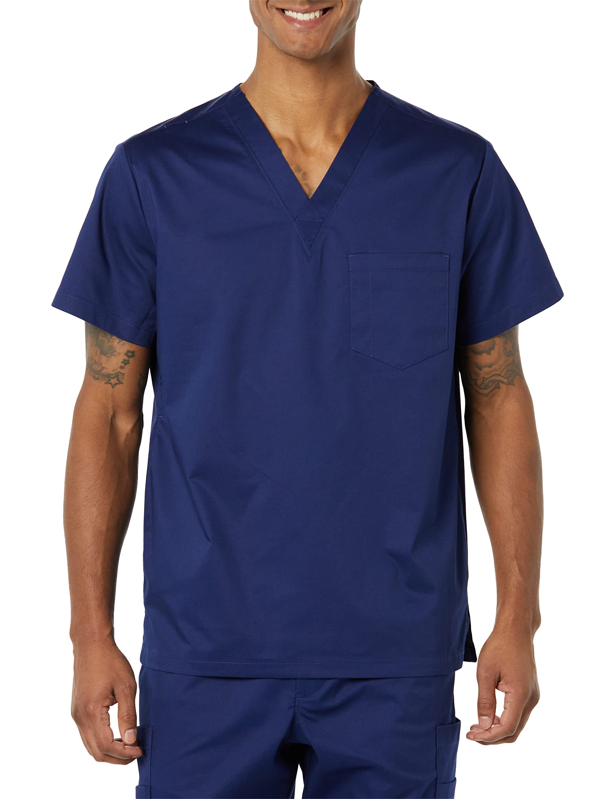 Amazon Essentials Men's V-Neck Scrub Top with Pockets - Comfortable Medical Uniform for Doctors & Nurses - Perfect for Hospital, Clinic & Healthcare Work