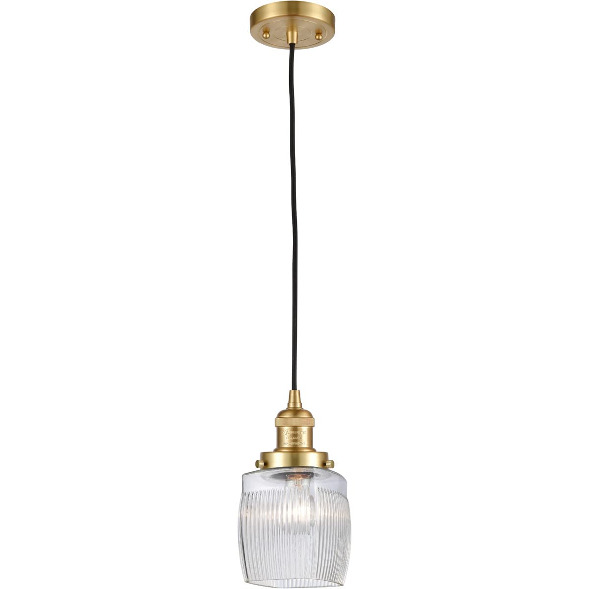 201C-SG-G302 Bare Bulb 1 Light Cord Set in Satin Gold - Vintage Edison Bulb Pendant Lighting for Kitchen Island, Dining Room, and Bedroom Decor