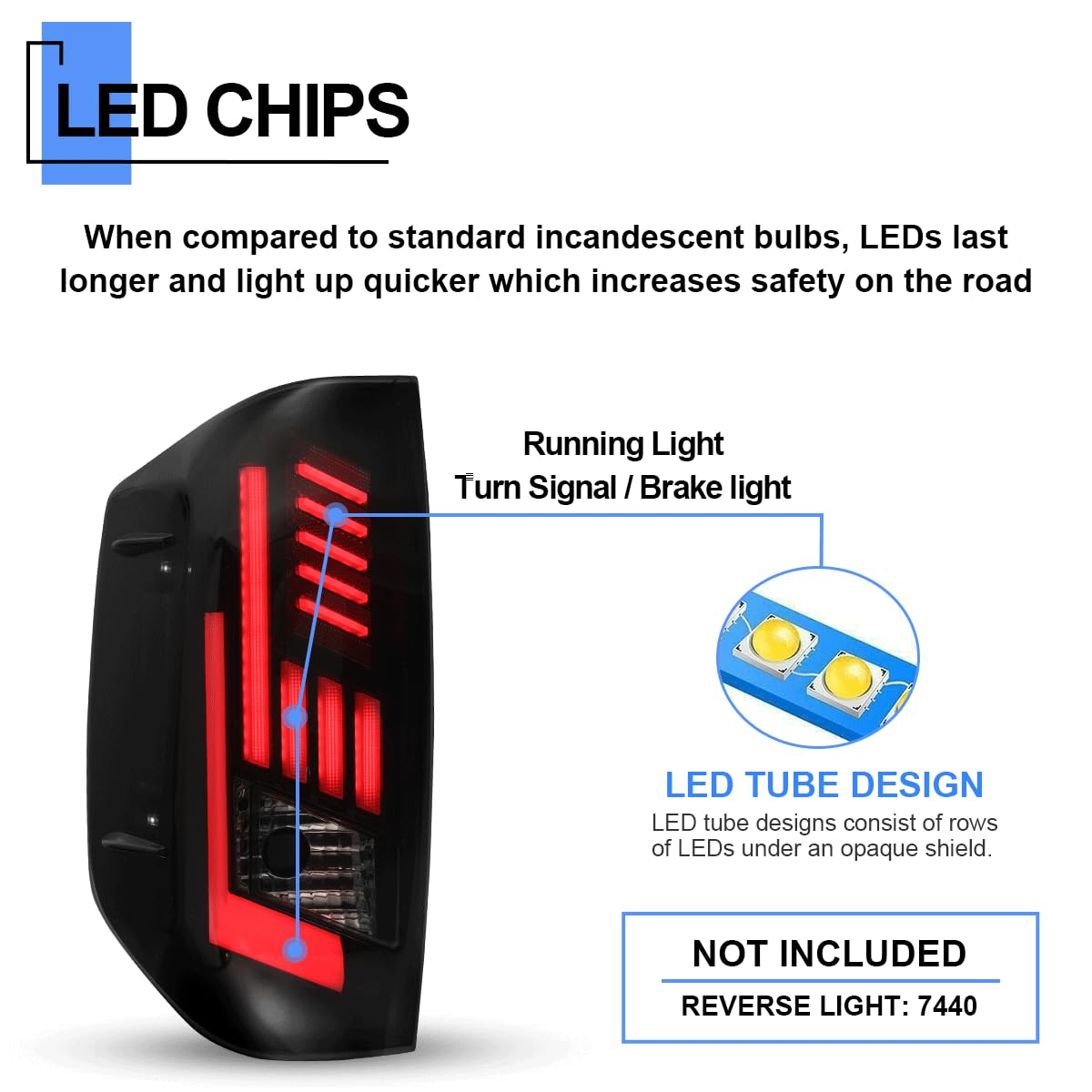 2014-2021 Toyota Tundra LED Tail Lights Assembly - Sequential Turn Signals, DRL & Brake Lights - Smoke Lens Replacement for Pickup Truck (Passenger & Driver Side) - Perfect for Night Driving & Enhanced Safety