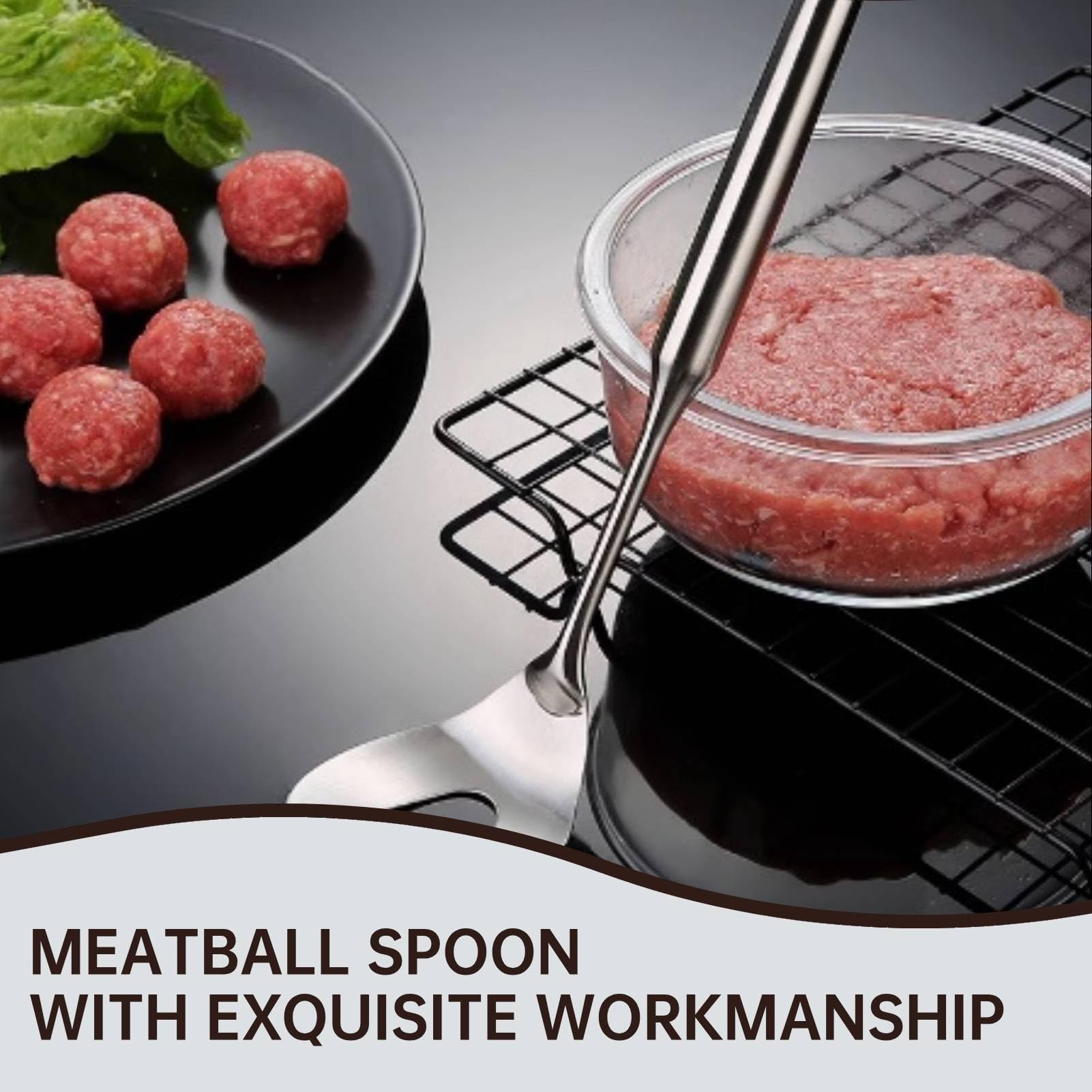 Stainless Steel Meatball Maker Spoon with Hole - Perfect for Kitchen, Dining & Bar - Easy Scoop & Shape Meatballs for Cooking, Serving & Entertaining