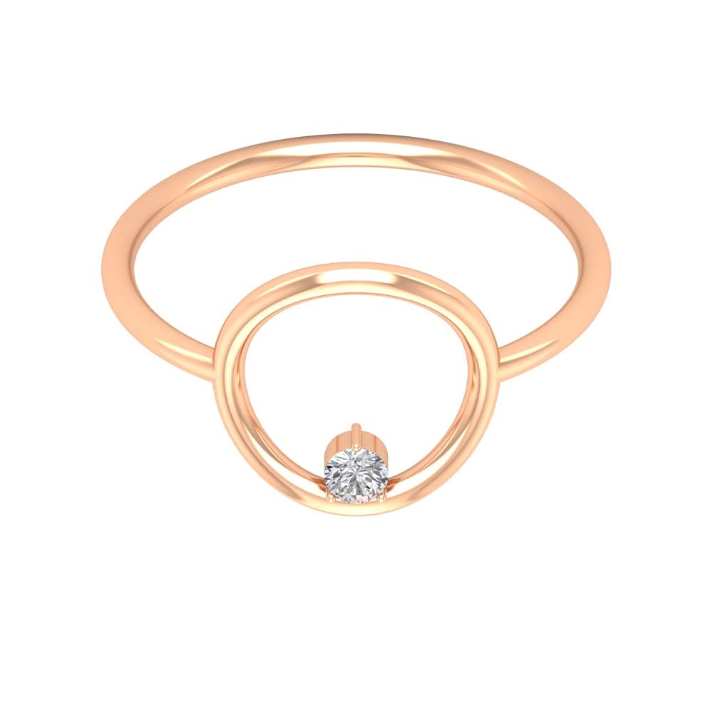 Minimalist Diamond Open Circle Ring for Women - 14K Solid Gold Karma Ring - Elegant & Dainty Jewelry for Everyday Wear, Gifts & Special Occasions