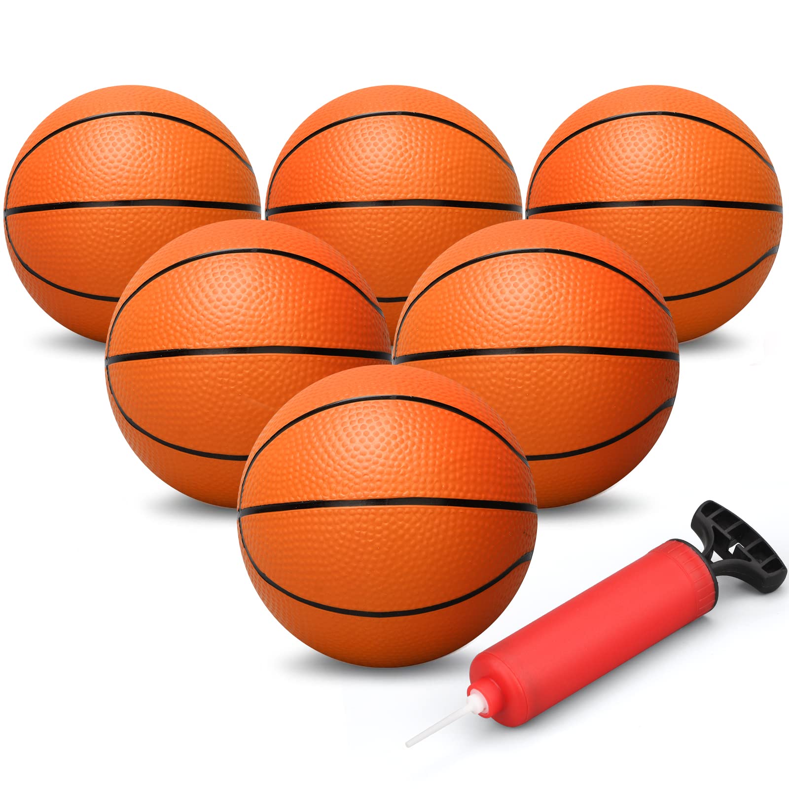 **Dilabnba 6-Inch Mini Orange Basketballs – Kids Indoor/Outdoor Bouncy Balls for Basketball Hoop Over The Door, Pool, Beach, and Sports Games – Perfect Gift for Boys and Girls (6-Pack)**    **Use Cases:** Ideal for backyard play, birthday gifts, school sports activities, beach games, and indoor basketball fun.