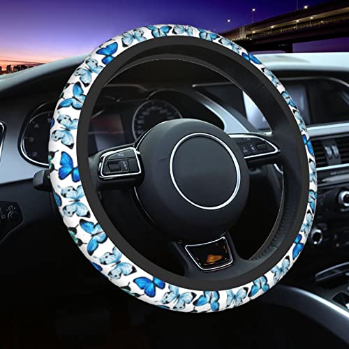 Blue Butterfly Steering Wheel Cover
