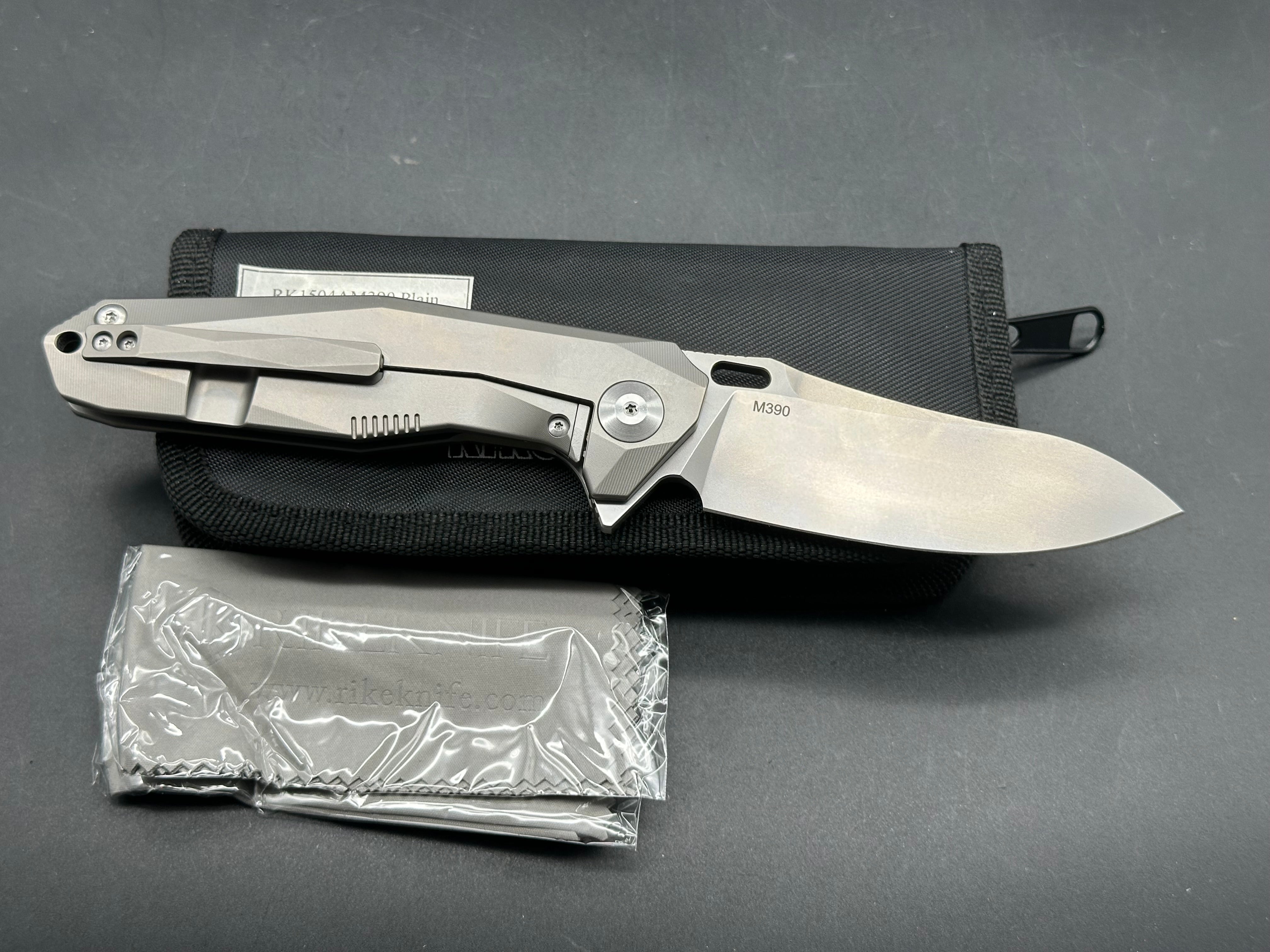 Rike Knives 1504A Folding Pocket Knife - Premium M390 Steel Blade & Titanium Handle - EDC, Camping, Hunting, Outdoor Survival Gear