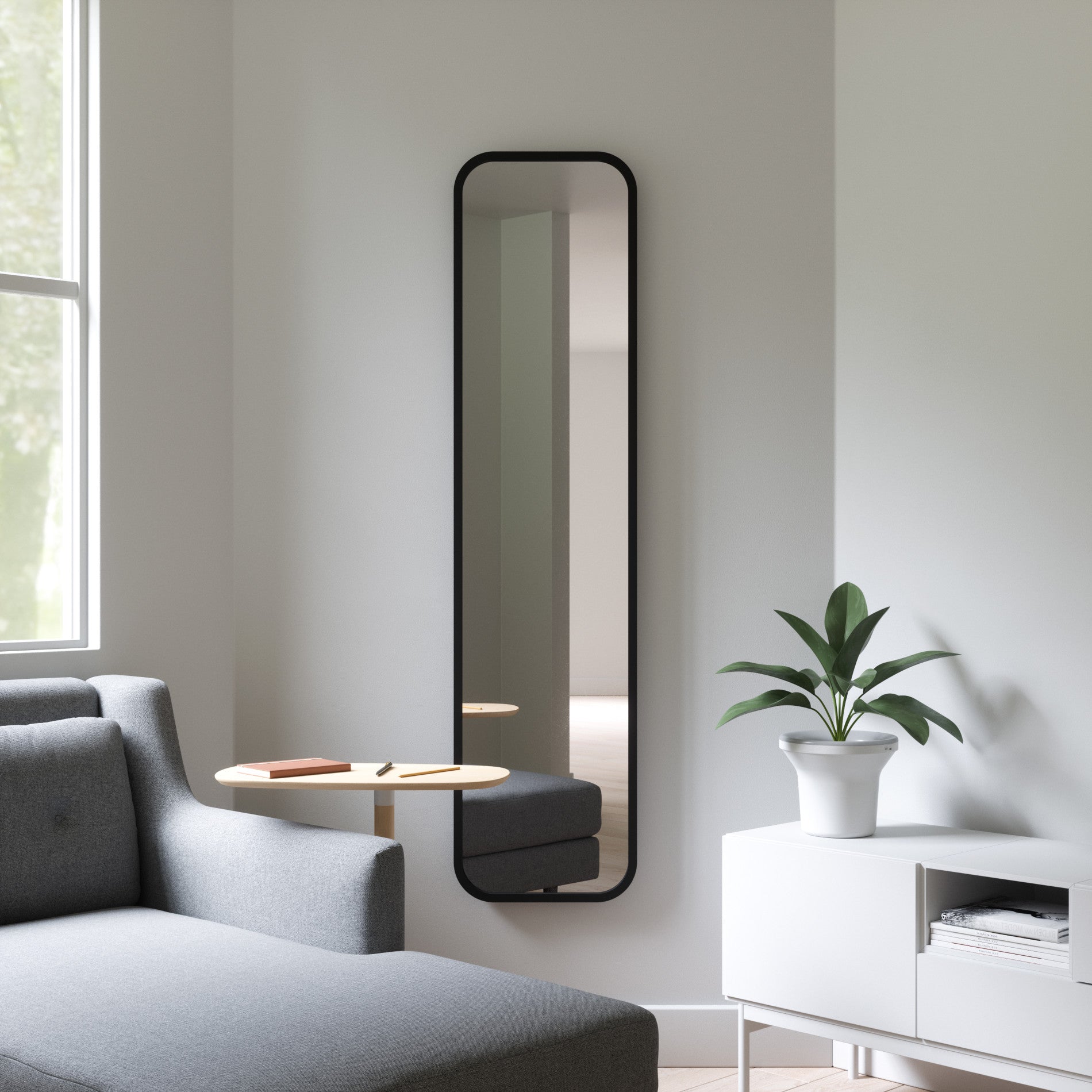 Full-Length Leaning Mirror with 360° Swivel - Modern Floor Mirror for Bedroom, Living Room & Dressing Room - Space-Saving Freestanding Mirror for Home Decor & Outfit Checks
