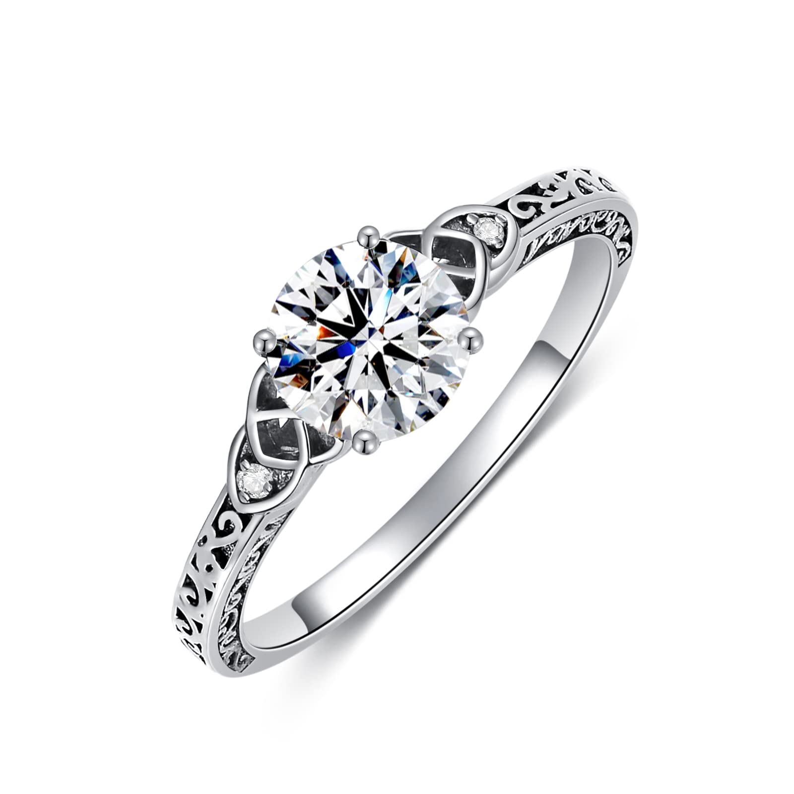 1.13 Carat (ctw) Moissanite Wedding Ring Set for Women - Vintage S925 Sterling Silver Bridal Set - Elegant Engagement & Wedding Band - Perfect for Proposals, Anniversaries, and Bridal Jewelry Gifts