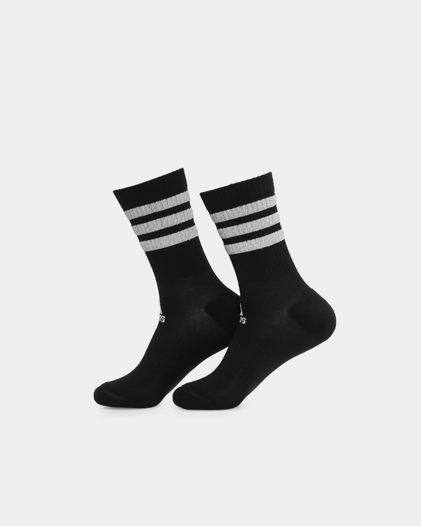 Adidas Glam 3 Stripes Cushioned Crew Sport Socks 3 Pairs Black/White - Comfortable Athletic Socks for Running, Gym & Everyday Wear