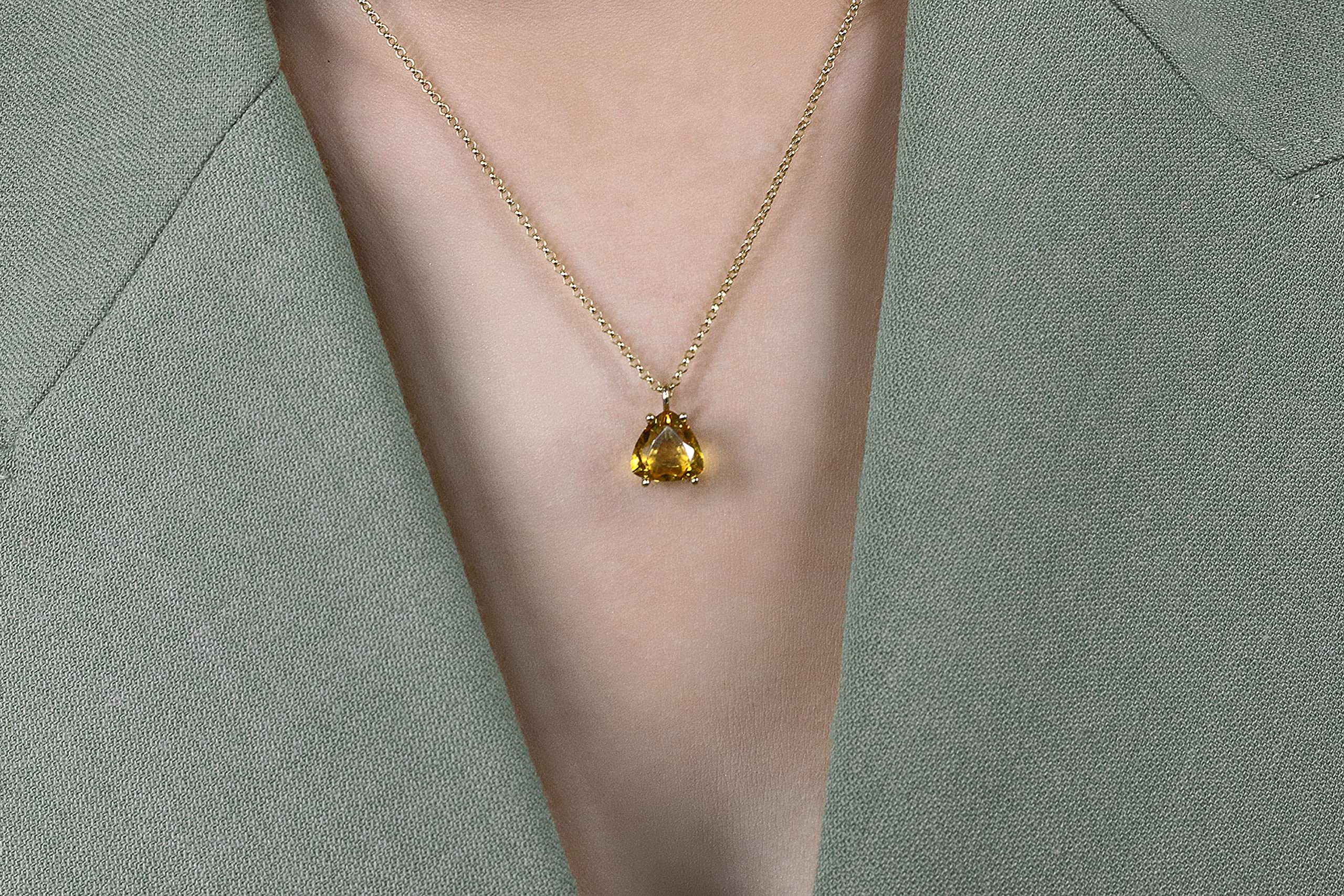 Anemone Trilliant Citrine Necklace - Elegant Crystal Pendant Jewelry for Women | Adjustable Chain Length | Perfect Gift for Birthday, Anniversary & Valentine's Day | Comes with Luxury Gift Box | Ideal for Office Wear, Date Night & Special Occasions