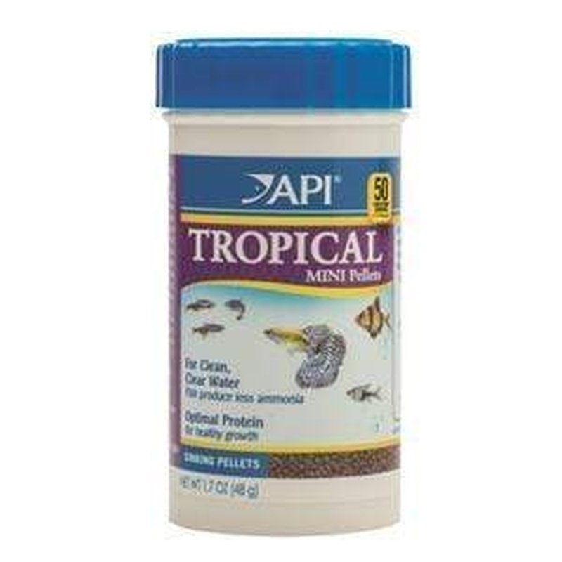 API Tropical Mini Pellets 48g - Premium Fish Food for Tropical Aquarium Fish | Perfect for Daily Feeding of Tetras, Guppies, and Angelfish