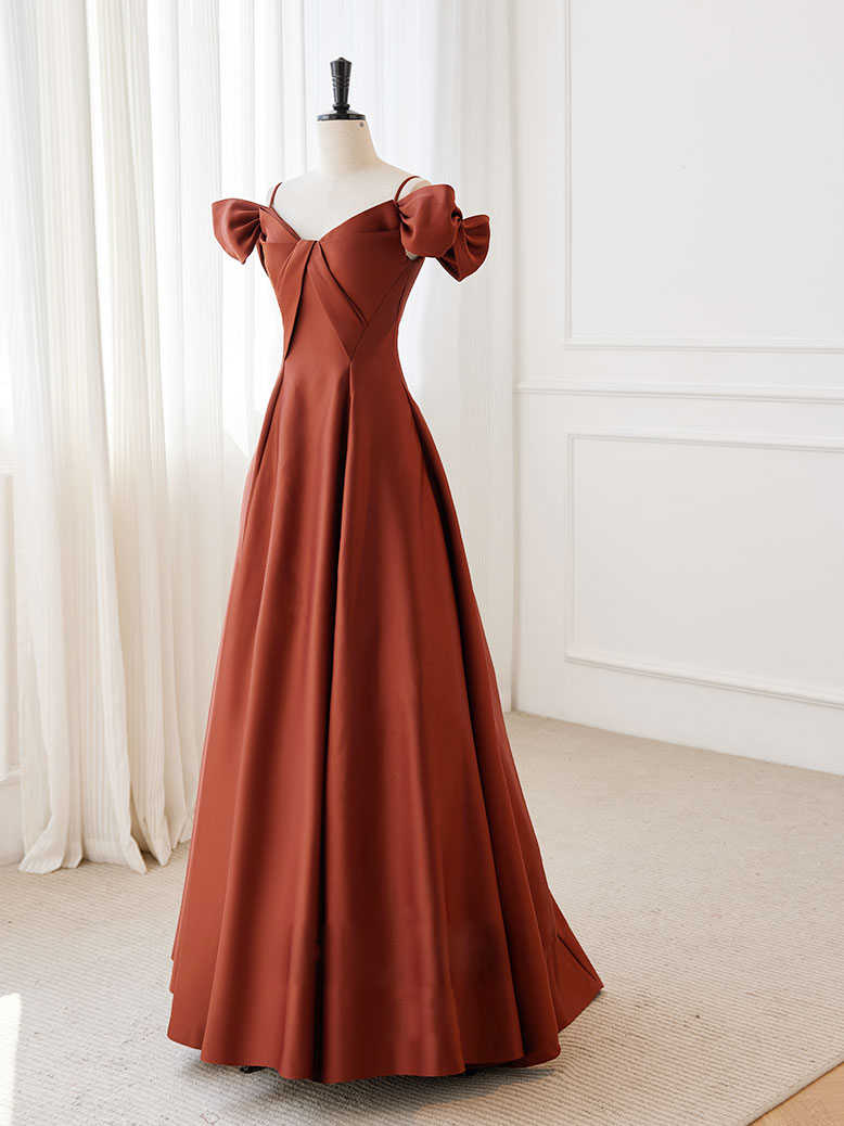Elegant A-Line Satin Orange Long Prom Dress for Women - Formal Evening Gown for Homecoming, Wedding, and Special Occasions