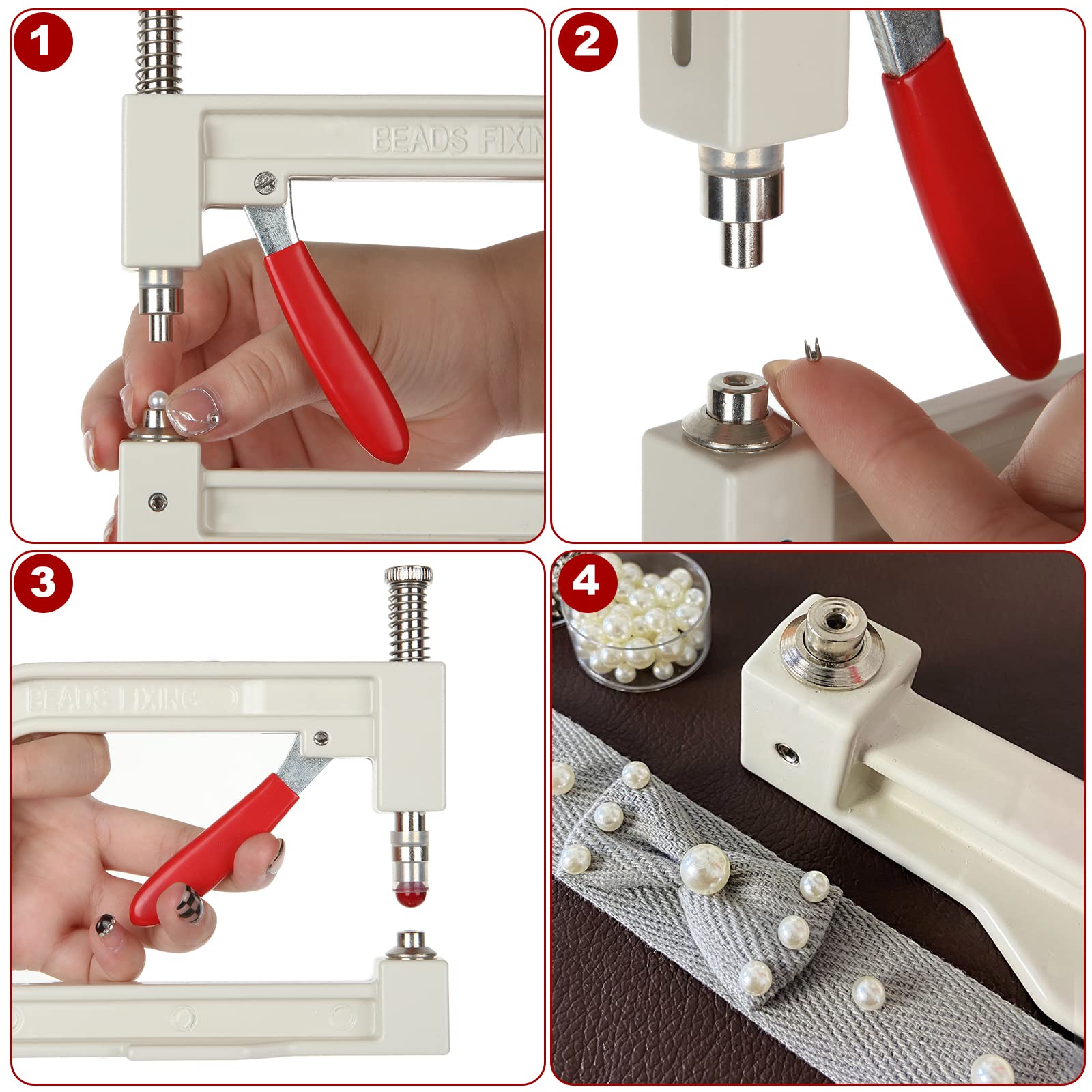 ZIQI Pearl Setting Machine Kit - Professional DIY Handmade Pearl Rivet Tool for Hats, Shoes, Clothes, Bags & Skirts | Bead Setting Accessories for Fashion Design & Craft Projects