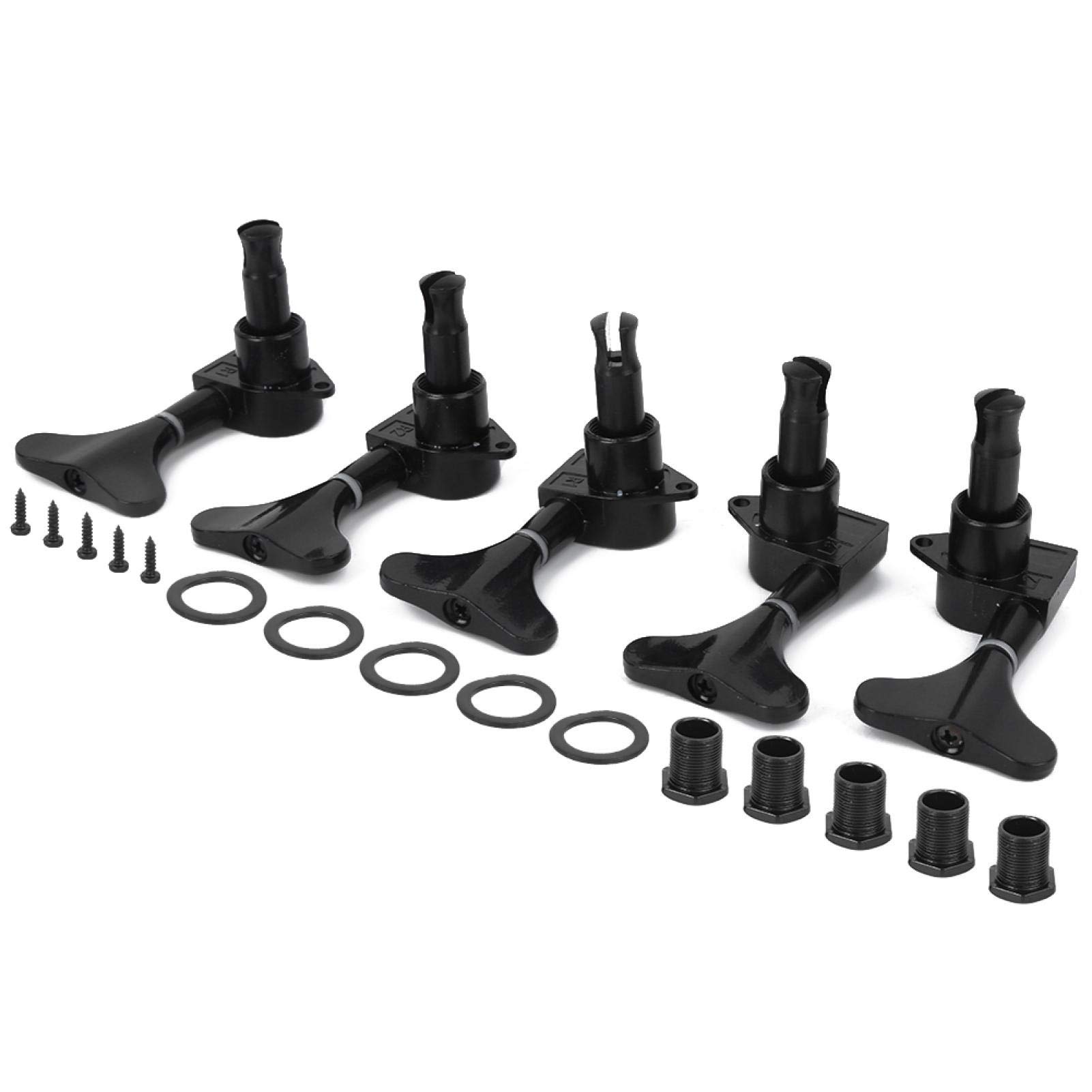 Demeras Alloy 5-String Bass Tuners - Precision Tuning Pegs for Bass Guitar (Black) | Perfect for Beginners & Professional Musicians | Ideal for Live Performances, Studio Recording & Practice Sessions