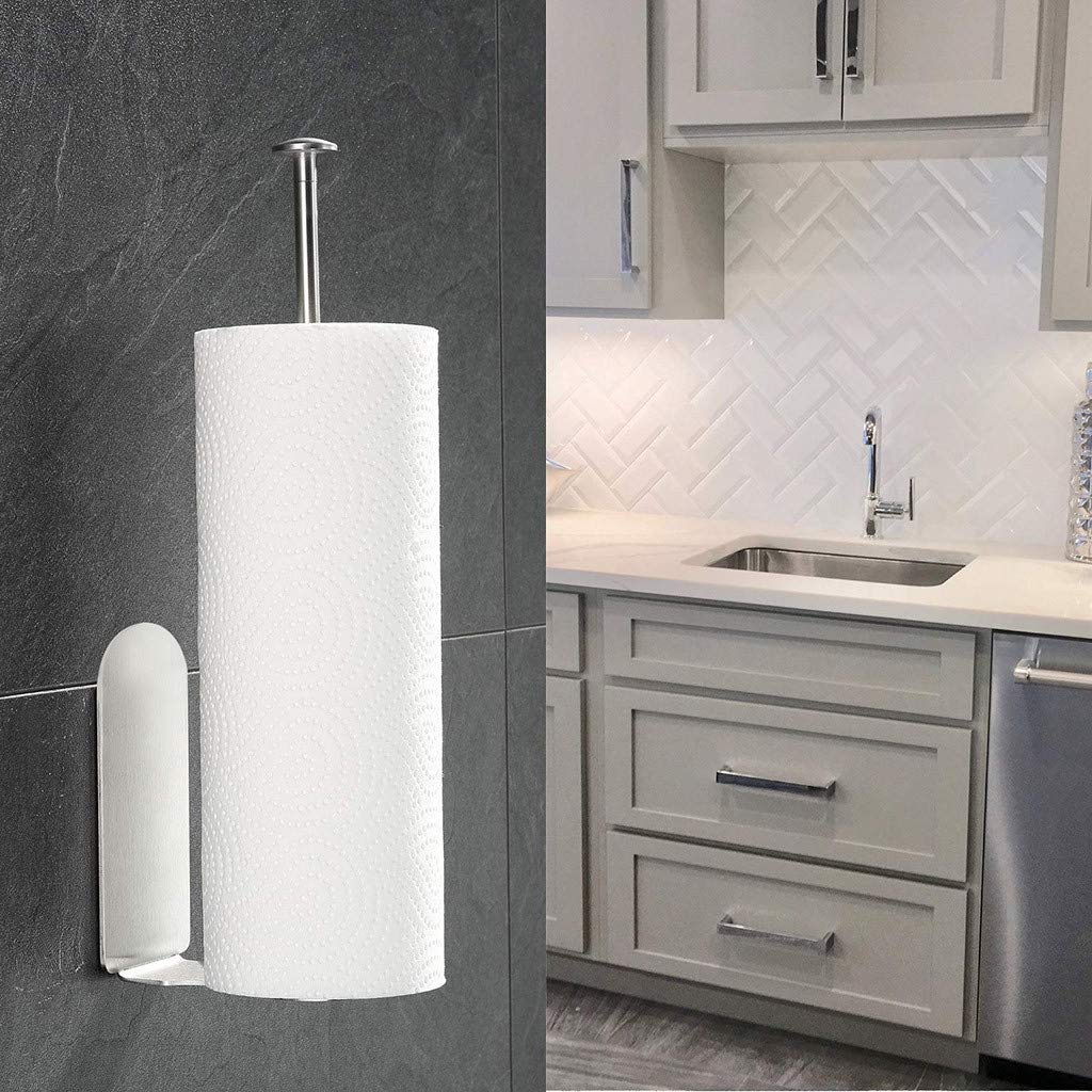 Wall Mount Paper Towel Holder - Vertical Bathroom Tissue Paper Holder with Storage Rack & Reserve Stand | Space-Saving Kitchen & Bathroom Organizer for Paper Rolls, Napkins & Toilet Paper